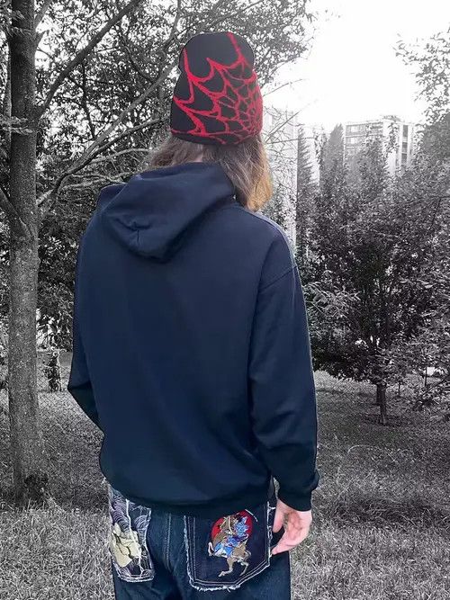 Japanese Brand × Vintage Japanese Vintage Spider Web Alt Punk Y2K Knitted Hat Size ONE SIZE - 4 Thumbnail