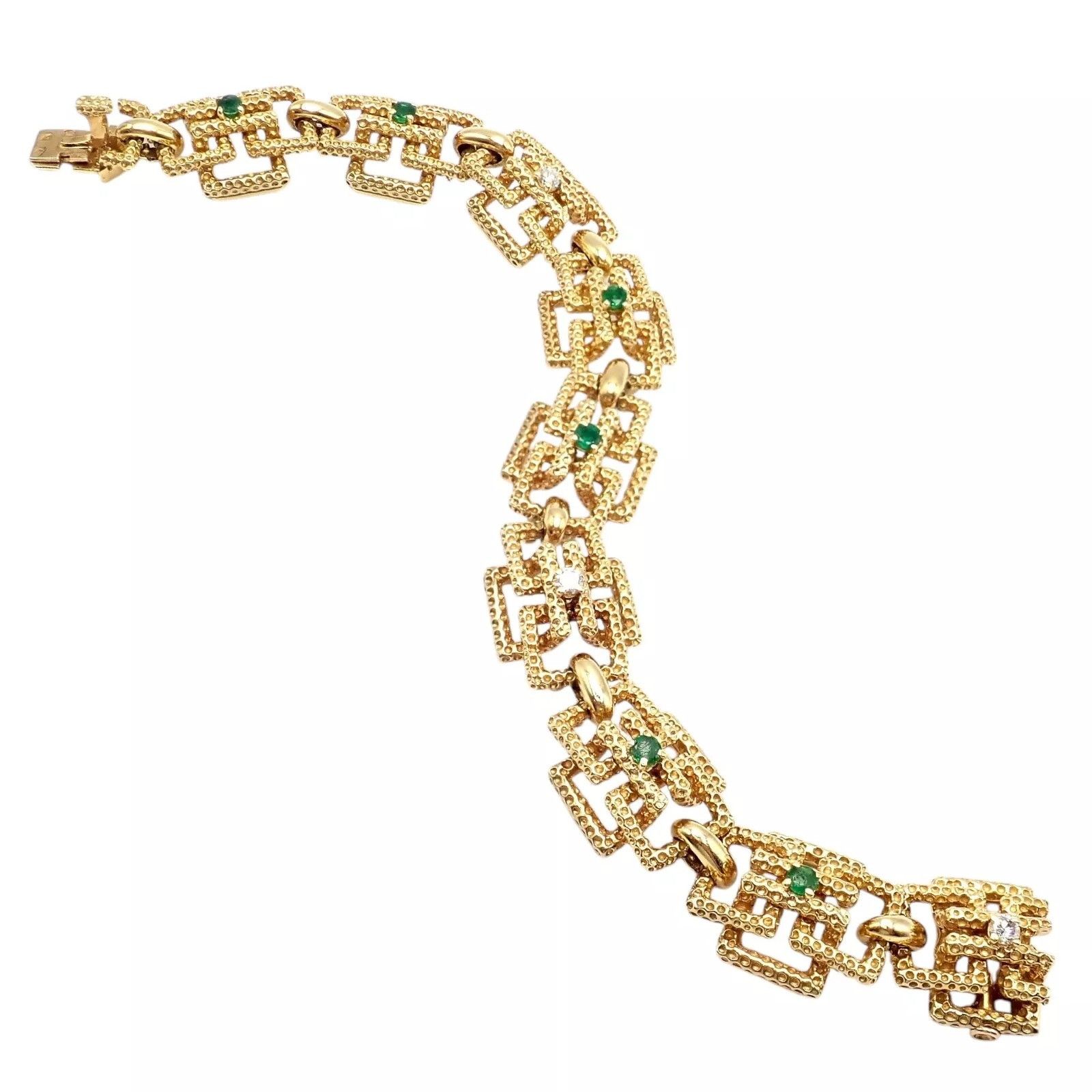 Tiffany & Co. Tiffany & Co France 18k Yellow Gold Diamond Emerald Bracelet Size ONE SIZE - 1 Thumbnail