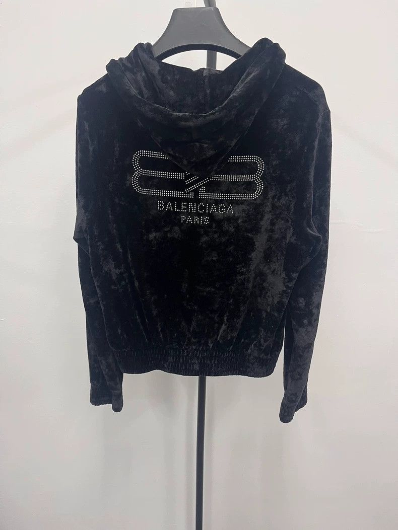 Balenciaga Balenciaga Rhinestone Velvet Zip Hoodie 2503-Nextarrow Size XS / US 0-2 / IT 36-38 - 1 Thumbnail