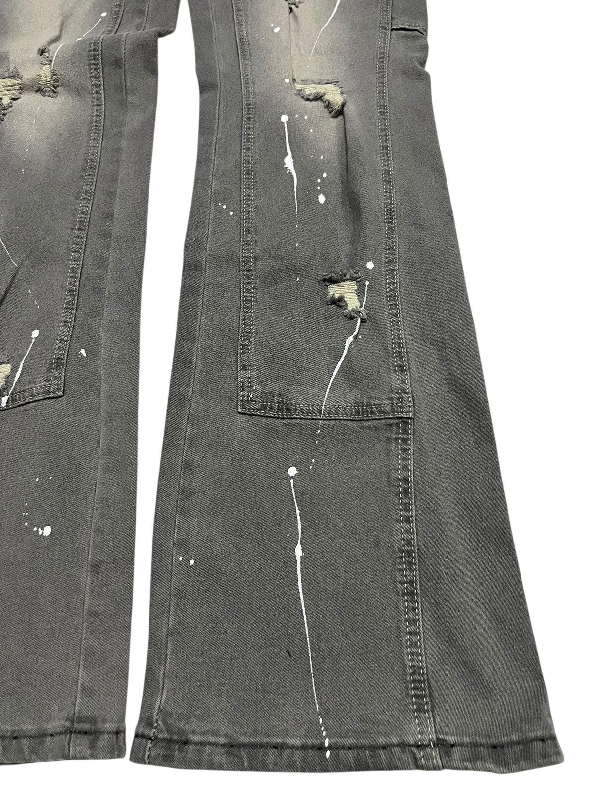 Japanese Brand Flared Vintage Double Knee Studded Splatter-Distressed Denim Size US 29 - 6 Thumbnail