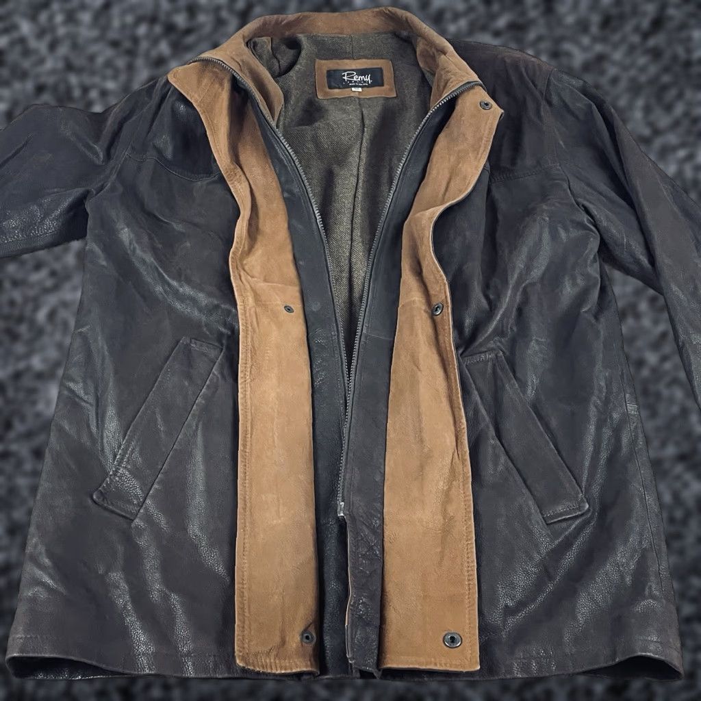 VINTAGE Remy Leather Jacket 40 Brown Men's Jacket Bomber Coat Snap Zip Lined USA Made 90s 80s Classic Outdoor Casual