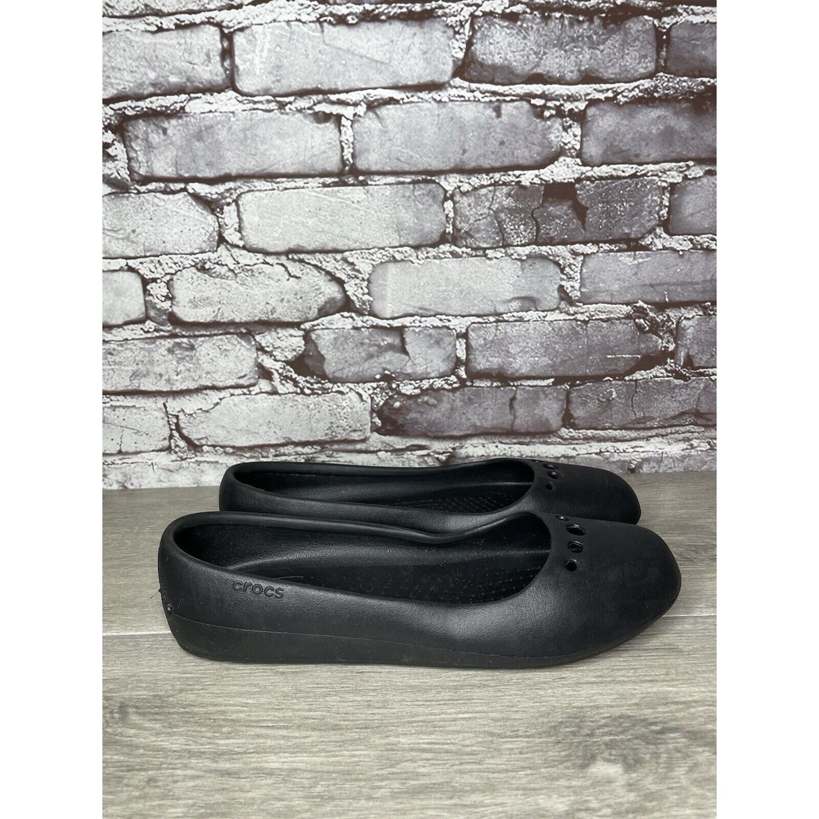 Crocs Crocs Black Rubber Slip On Lightweight Ballet Flats Shoes Wo Size US 11 / IT 41 - 3 Thumbnail