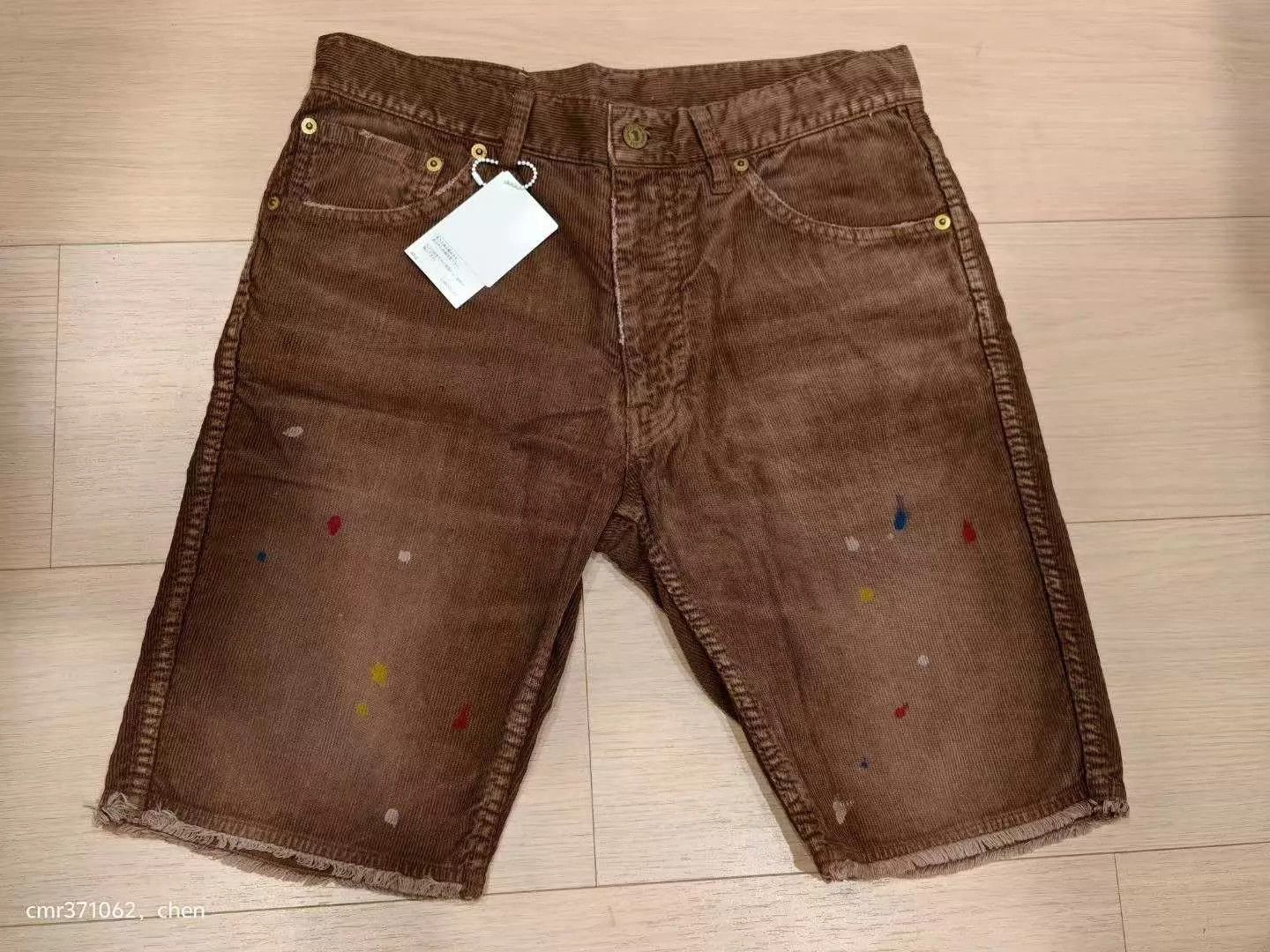 Visvim Brown Corduroy Shorts with Paint Splatters Size 30 Size US 30 / EU 46 - 1 Thumbnail