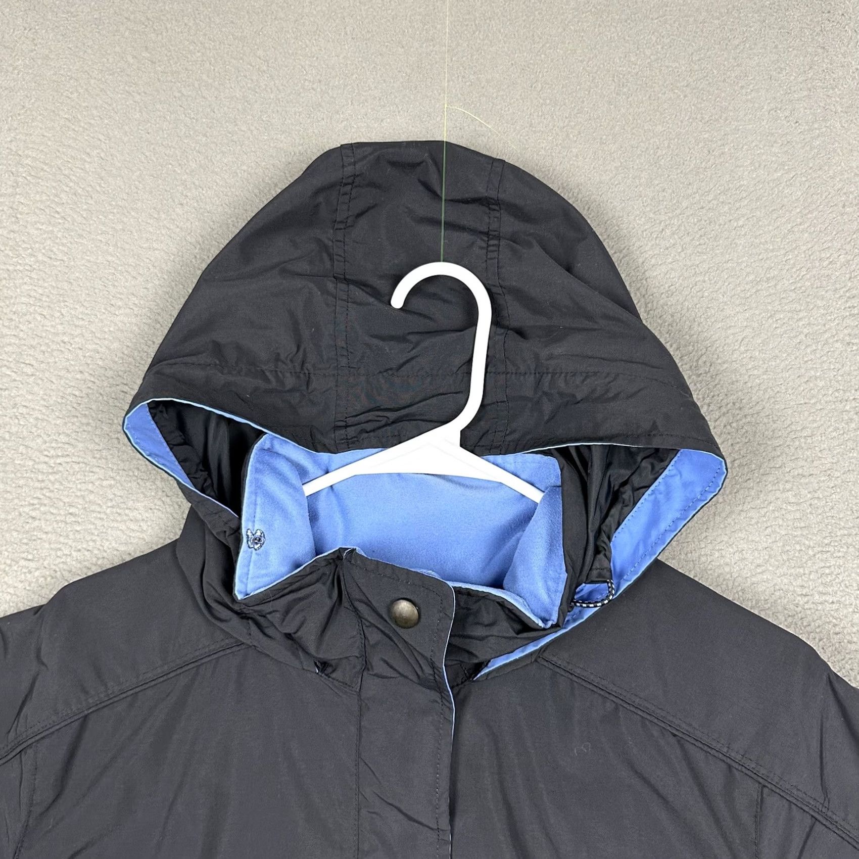 Vintage L.L. Bean Jacket Womens Large Black Full Zip Nylon Windbreaker 3 in 1 with Hooded Pockets Rain Coat Size L / US 10 / IT 46 - 6 Thumbnail