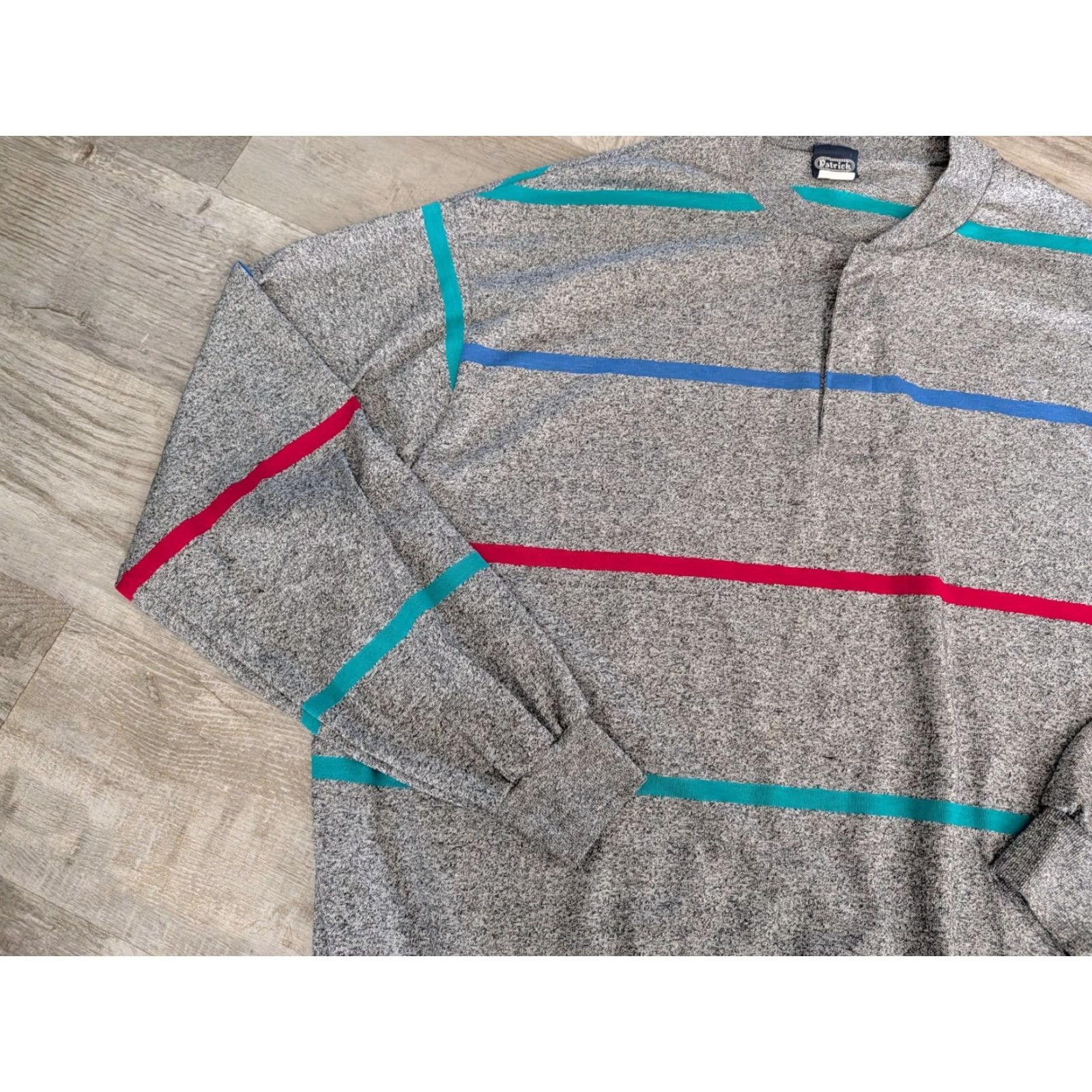 Vintage Vtg Patrick Long Sleeve Striped Henley Ribbed Shirt Size 3XL USA Made Gray Men’s T-Shirt Size US XXL / EU 58 / 5 - 4 Thumbnail