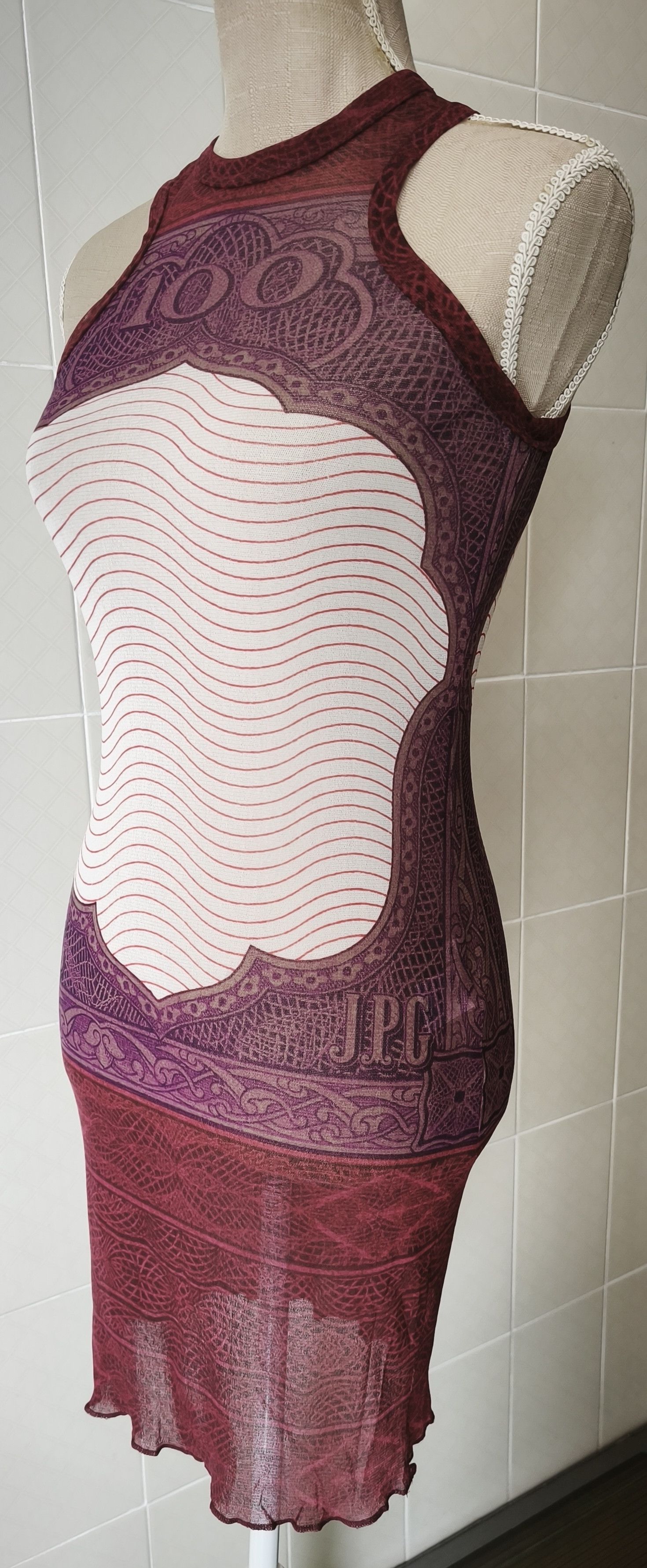 Jean Paul Gaultier Cartouche short dress in purple and burgundy Size M / US 6-8 / IT 42-44 - 14 Thumbnail