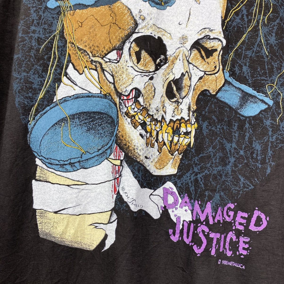 Metallica Rare🔥Vintage 80s Metallica Damaged Justice Pushead Shirt Size US L / EU 52-54 / 3 - 4 Thumbnail