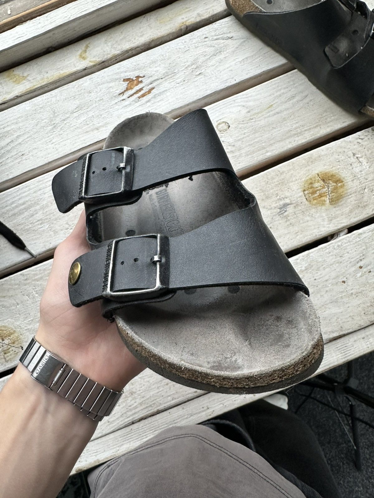 Birkenstock 🚨Vintage Birkenstock 38 black Luxe Sandals rare slides Size US 5.5 / EU 38 - 7 Thumbnail