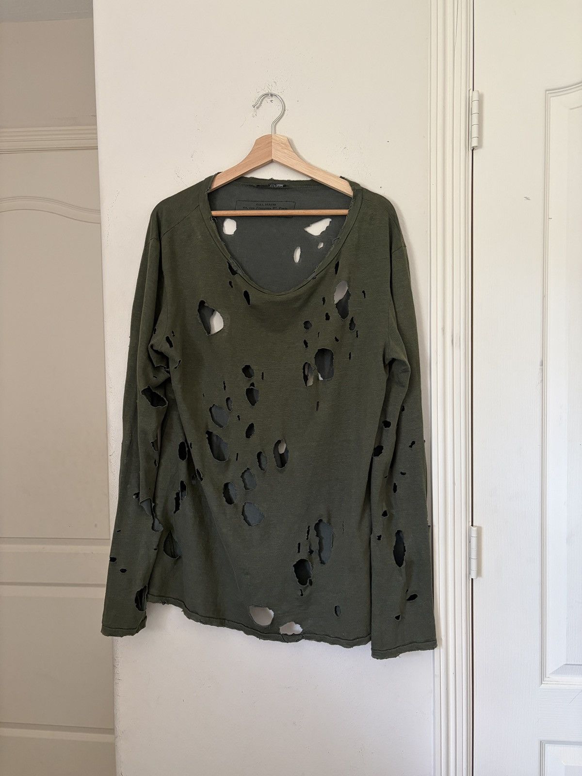 Balmain SS10 Decarnin Bullet Distressed Shotgun Longsleeve Size US M / EU 48-50 / 2 - 1 Thumbnail