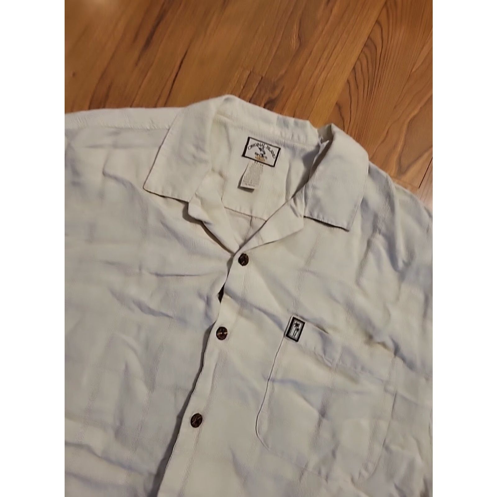 Vintage Linen Blend SS Beige Button-Up Casual Island Sport Shirt Vacay 46" Chest Med Size US M / EU 48-50 / 2 - 4 Thumbnail