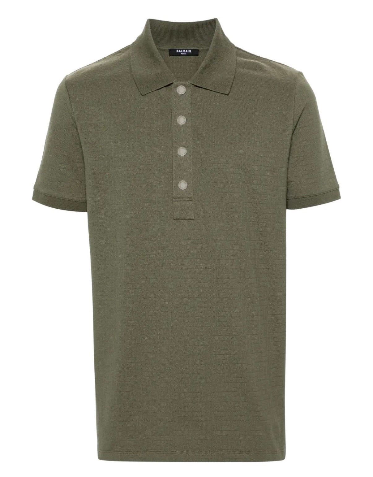 Balmain o1mt1gz0126 Monogram Cotton Piqué Polo Shirt in Green Size US M / EU 48-50 / 2 - 1 Thumbnail