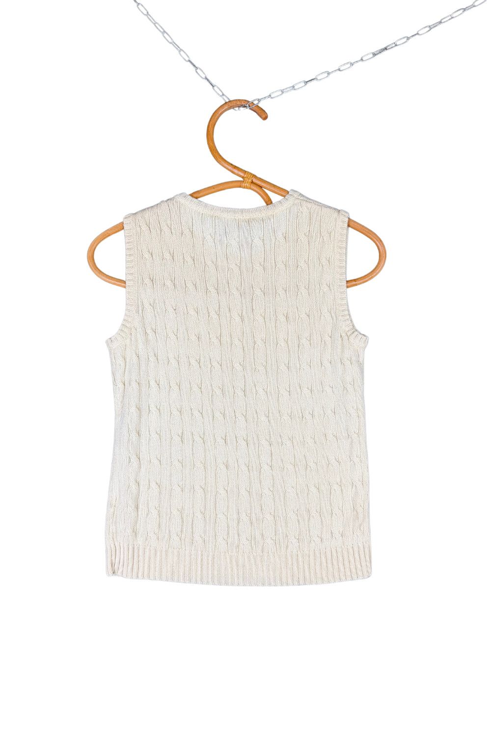Polo Ralph Lauren Ralph Lauren 100% Silk Cable Knit Vest Cream white Size S Size US S / EU 44-46 / 1 - 2 Thumbnail