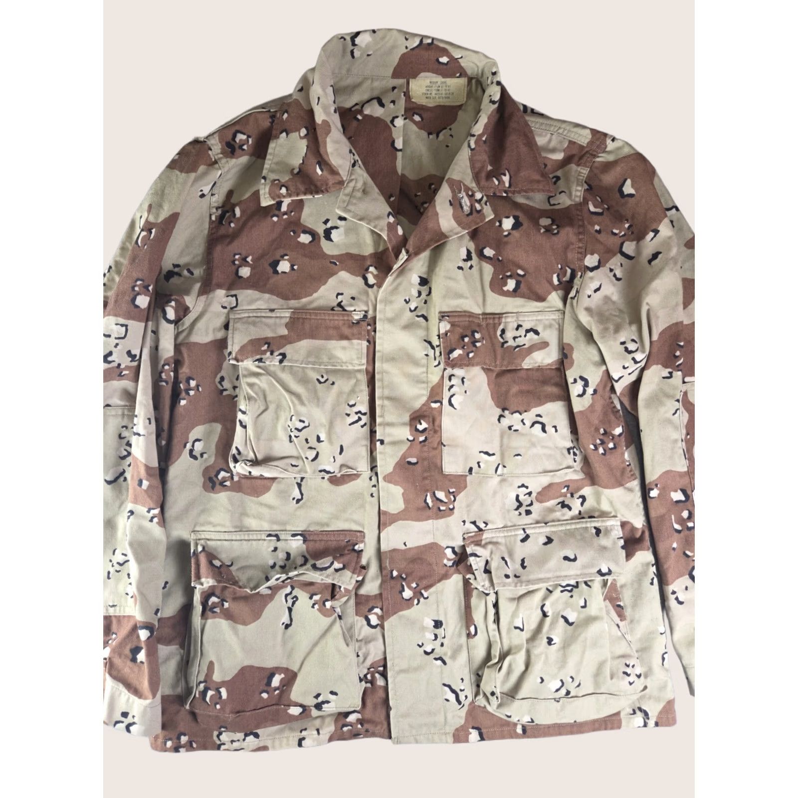CHOCOOLATE VINTAGE U.S. MILITARY Desert CAMO Combat Coat BDU Med/Short Jacket Mens Brown 1984 Canvas Cotton Blend Mid-Length Button Regular Front Size US M / EU 48-50 / 2 - 1 Thumbnail