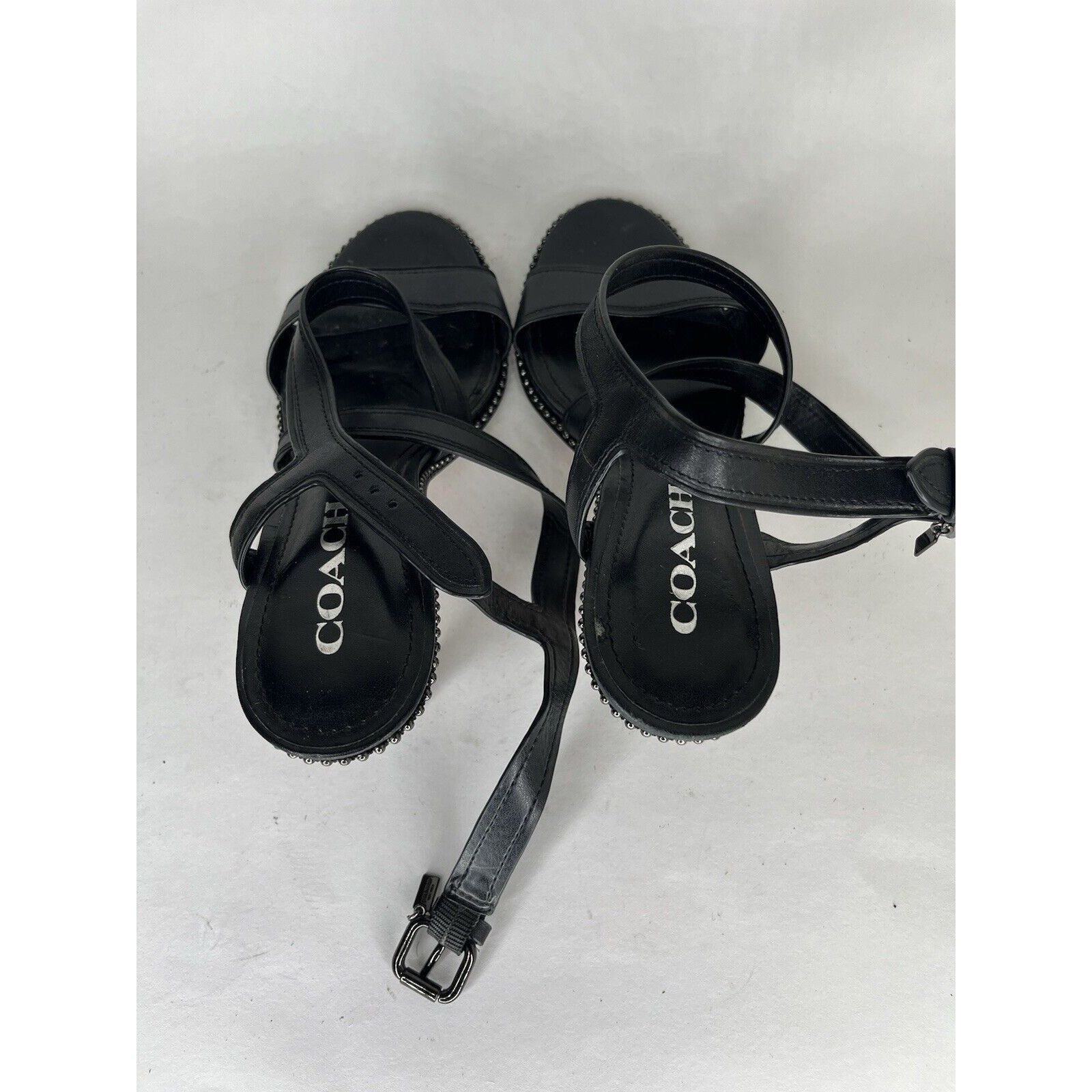 Coach Coach Black Leather Open Toe Ankle Strap Heel Sandals Women Size US 7.5 / IT 37.5 - 4 Thumbnail