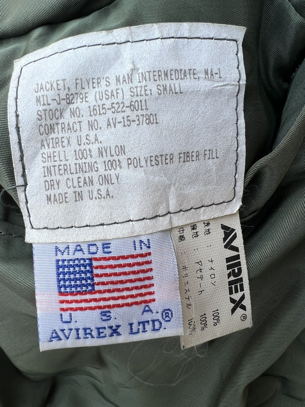 Avirex Vintage Avirex Sun Faded Olive Green MA-1 USAF Flight Jacket Size US S / EU 44-46 / 1 - 24 Thumbnail