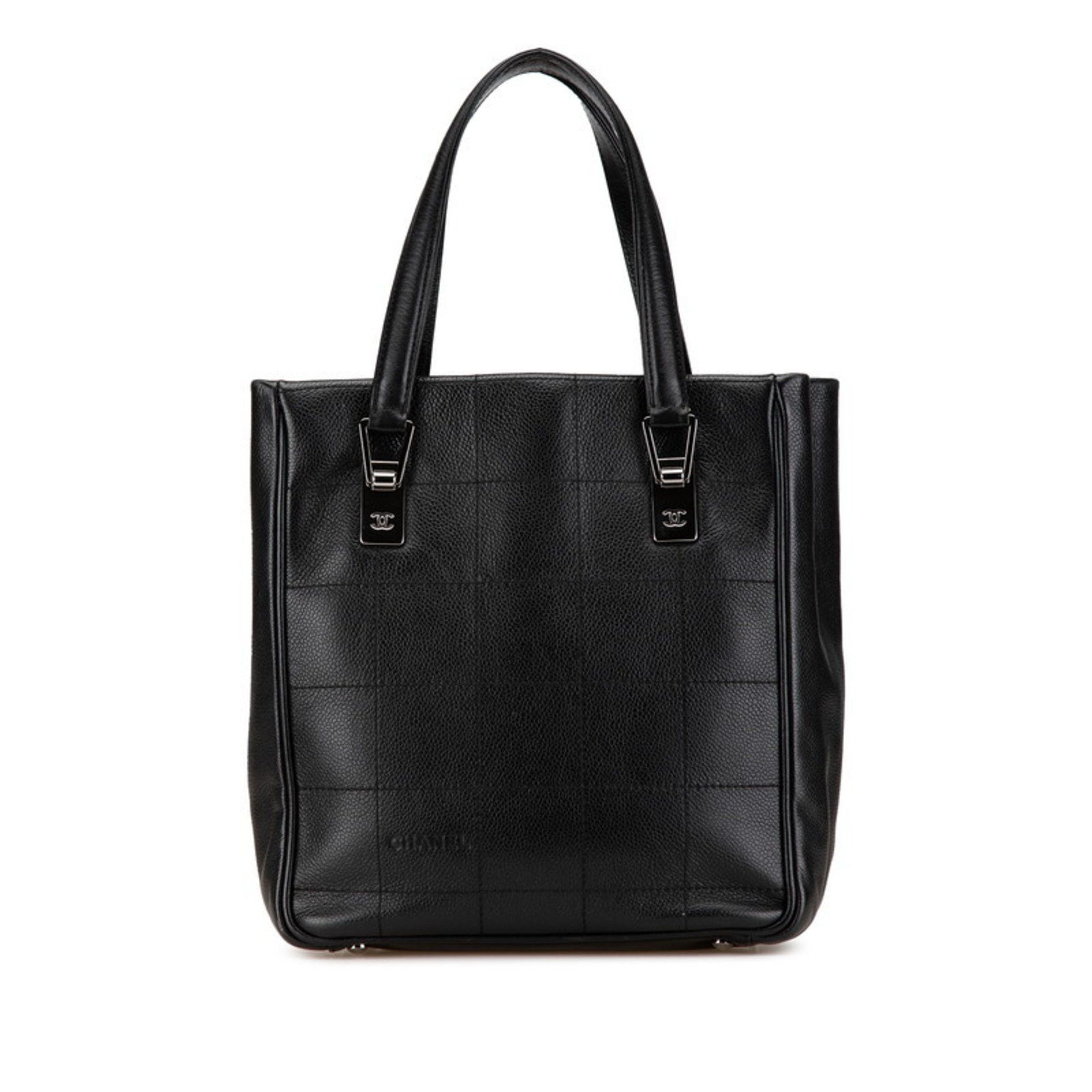 CHANEL Chocobar Coco Mark Tote Bag in Black Caviar Skin for Women