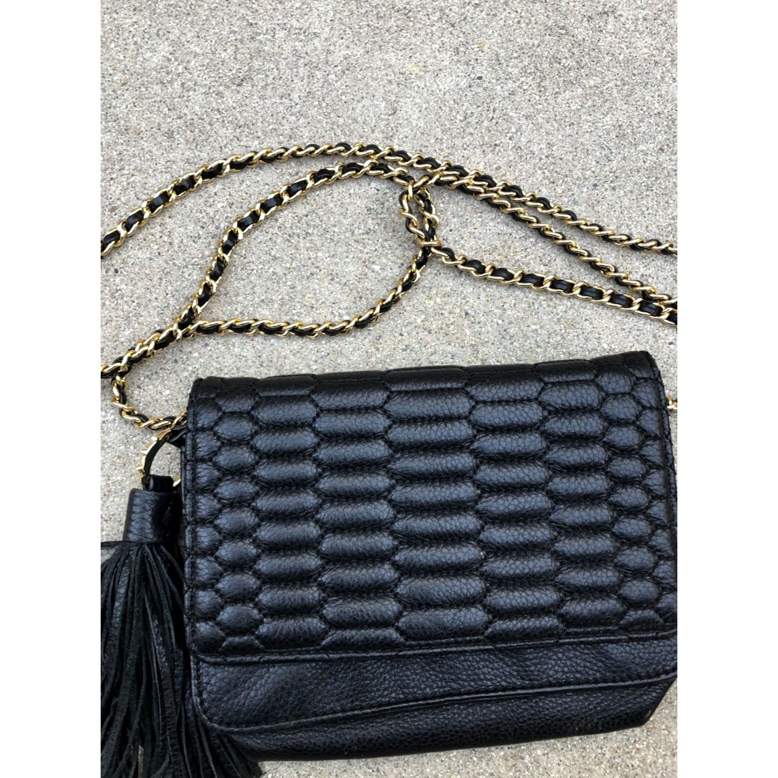 Vintage Aimee Kestenberg Black Alexis II Chain Crossbody Bag Purse Women's Leather Quilt Small | Designer Crossbody Bag Mens? Size ONE SIZE - 3 Thumbnail