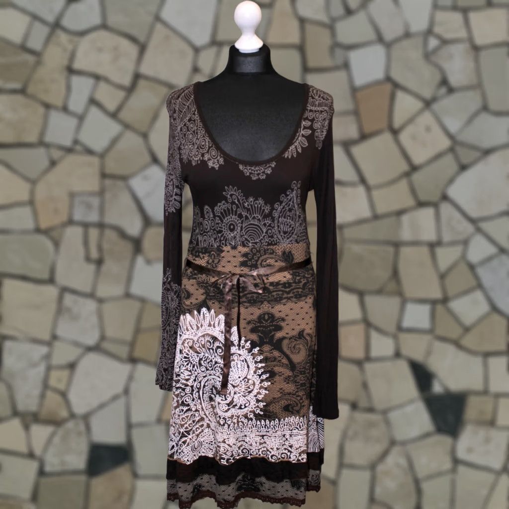 Desigual Desigual Dress Womens XL Brown Knee Length A-Line 27V2893 Size XL / US 12-14 / IT 48-50 - 1 Thumbnail