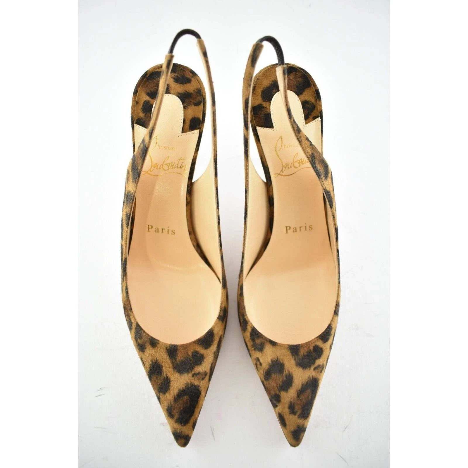 Christian Louboutin Christian Louboutin Clare Sling 80 Brown Black Leopard Size US 5.5 / IT 35.5 - 7 Thumbnail
