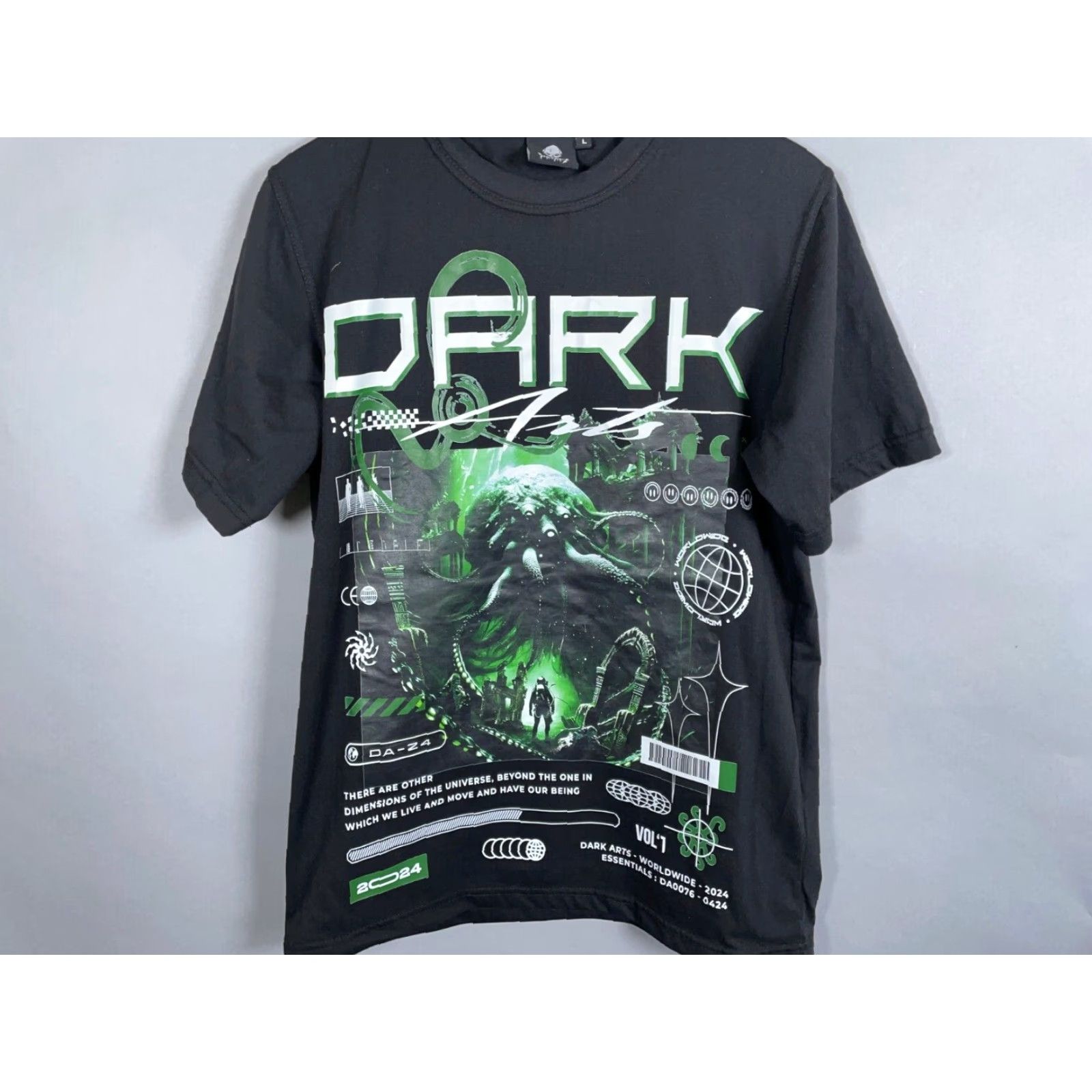 Vintage Dark Arts Octopus Dimensions Vintage T-Shirt Men Large Graphic Print Black Cotton Streetwear Size US L / EU 52-54 / 3 - 4 Thumbnail