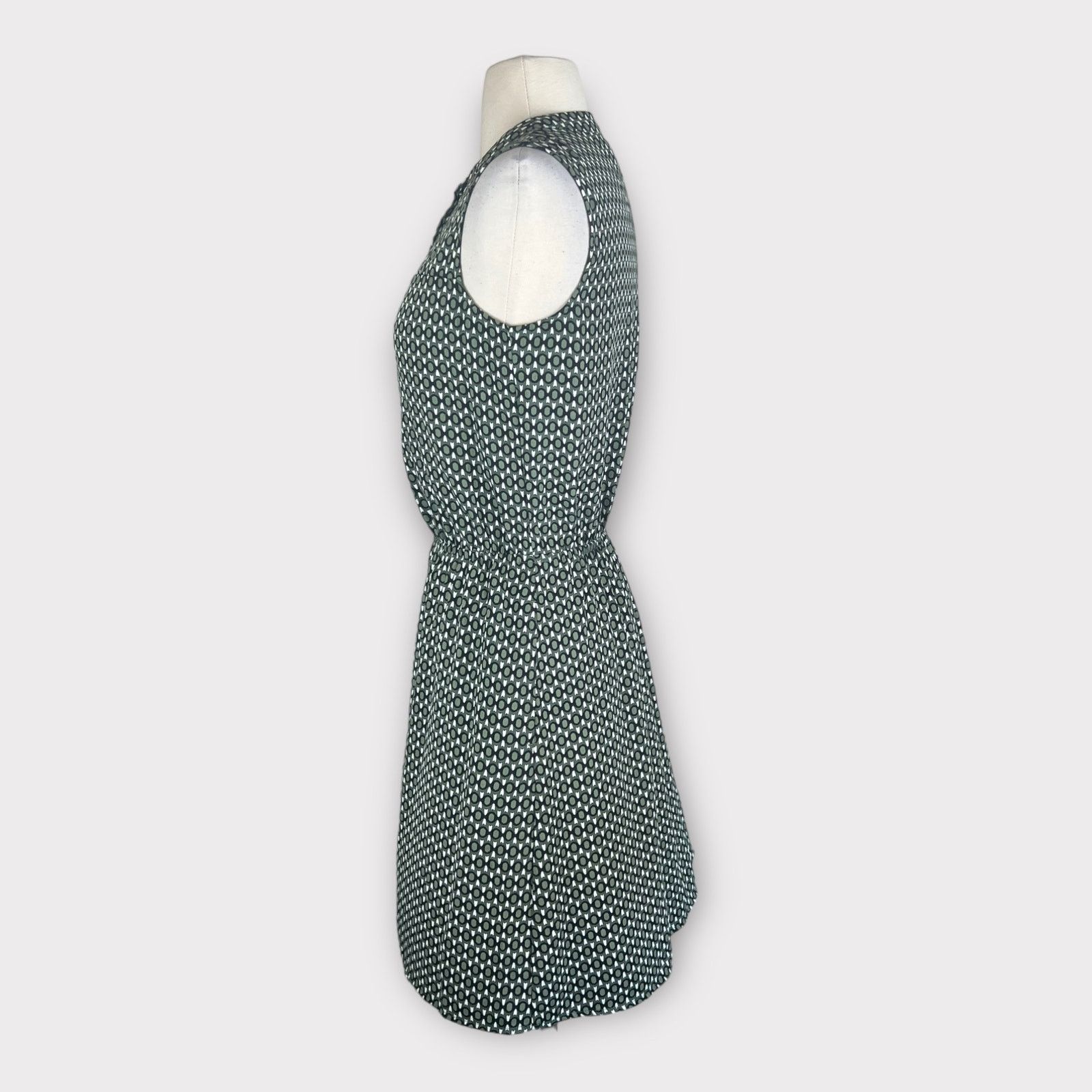 Merona Merona | Olive Green Geometric Print Dress with Pockets Size XS / US 0-2 / IT 36-38 - 2 Thumbnail