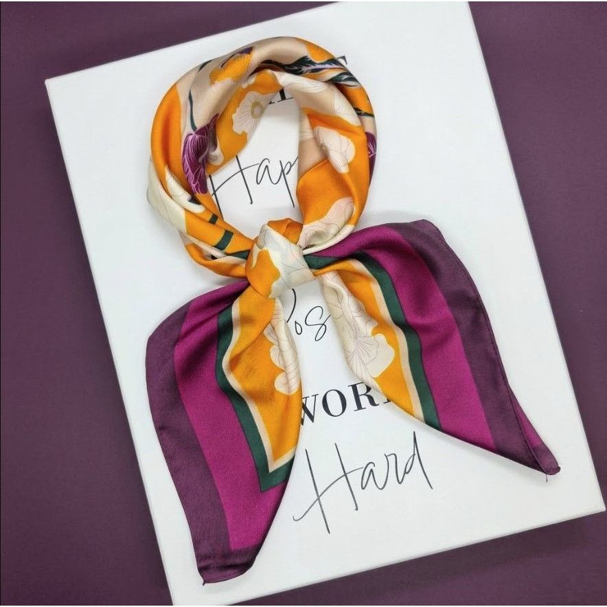 Other New Elegant Women Scarf or Handkerchief for Head Yellow Purp Size ONE SIZE - 1 Thumbnail