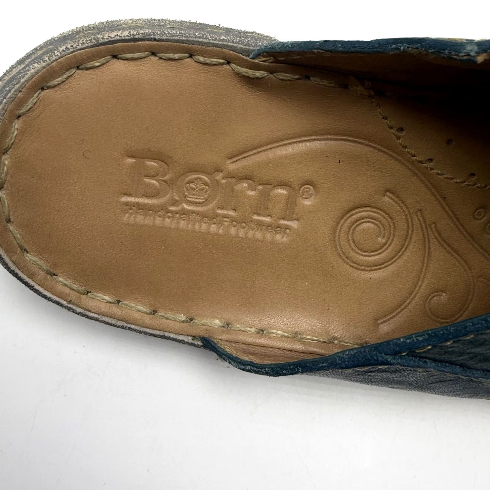 Born Born Sorja Sport Womens 9 Green Leather Slide Toe Loop Cross Strap Sandals Slip Shoes Size US 9 / IT 39 - 5 Thumbnail