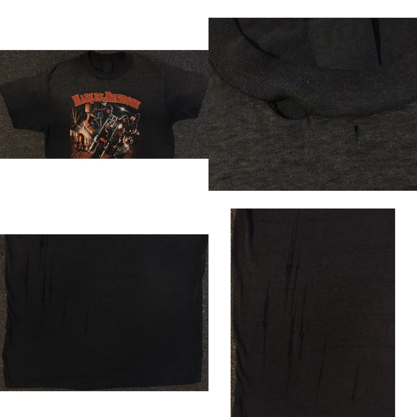 Harley Davidson VINTAGE Harley Davidson 3D Emblem Shirt L Black Men Graphic Tee 80s 90s Grunge Biker Eagle USA Destroyed Trucker Skull Retro Made in USA Size US L / EU 52-54 / 3 - 8 Thumbnail