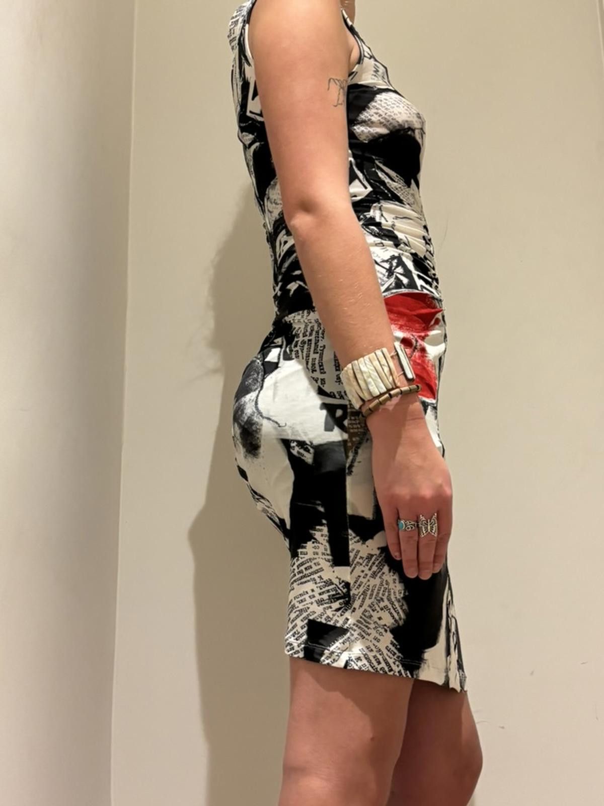 Custo Barcelona John Galliano - Gazette Print Sleeveless Bodycon Dress Size S / US 4 / IT 40 - 4 Thumbnail