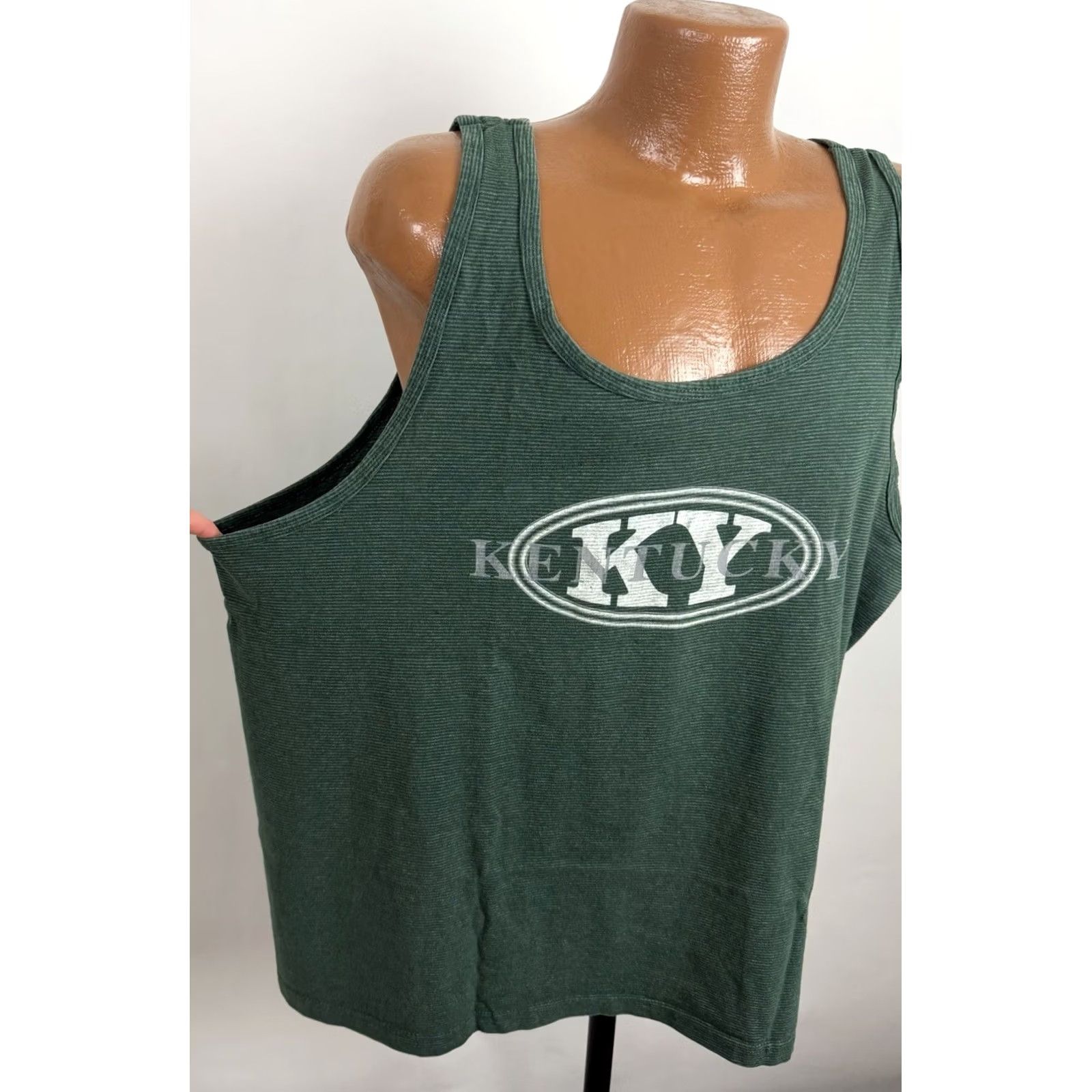 Vintage VINTAGE 90s Tank Top Mens XL Forest Green Striped Workout Beach Kentucky Size US XL / EU 56 / 4 - 3 Thumbnail