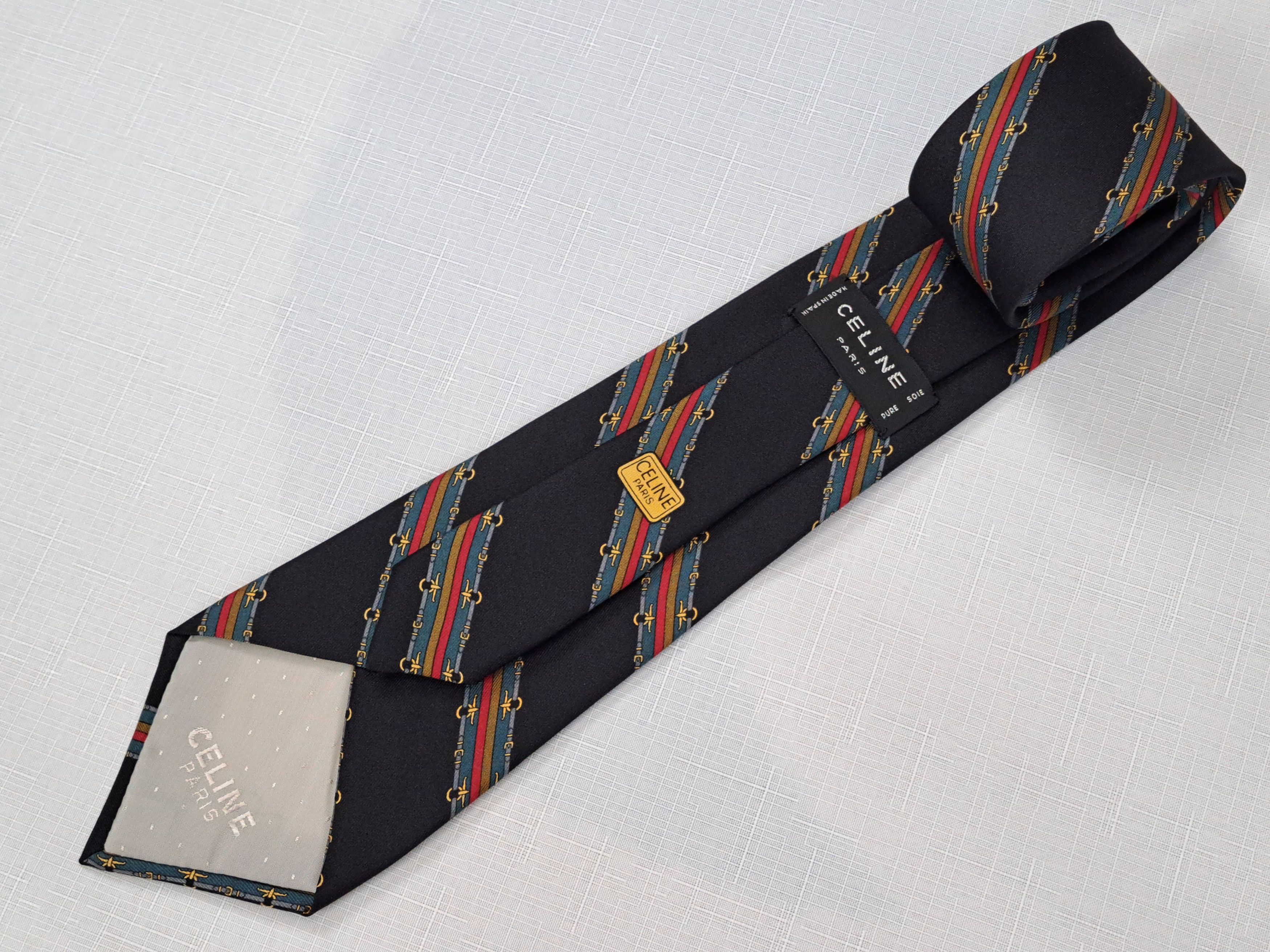 Celine × Vintage CELINE vintage silk tie. Made in Spain. Size ONE SIZE - 2 Thumbnail