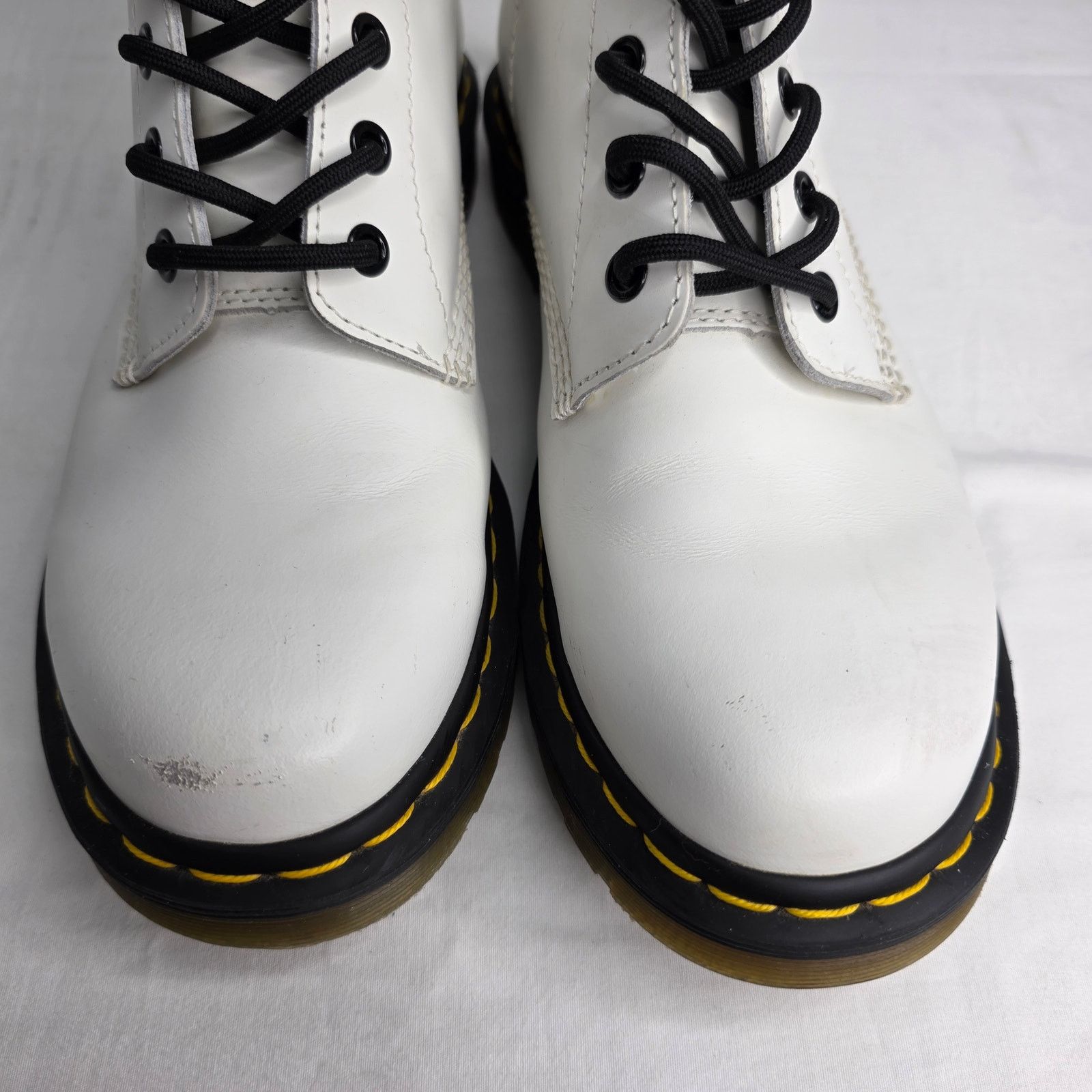 Dr. Martens Dr Martens Women's White Smooth Leather Combat Lace Up Boots Size US 9 / IT 39 - 3 Thumbnail