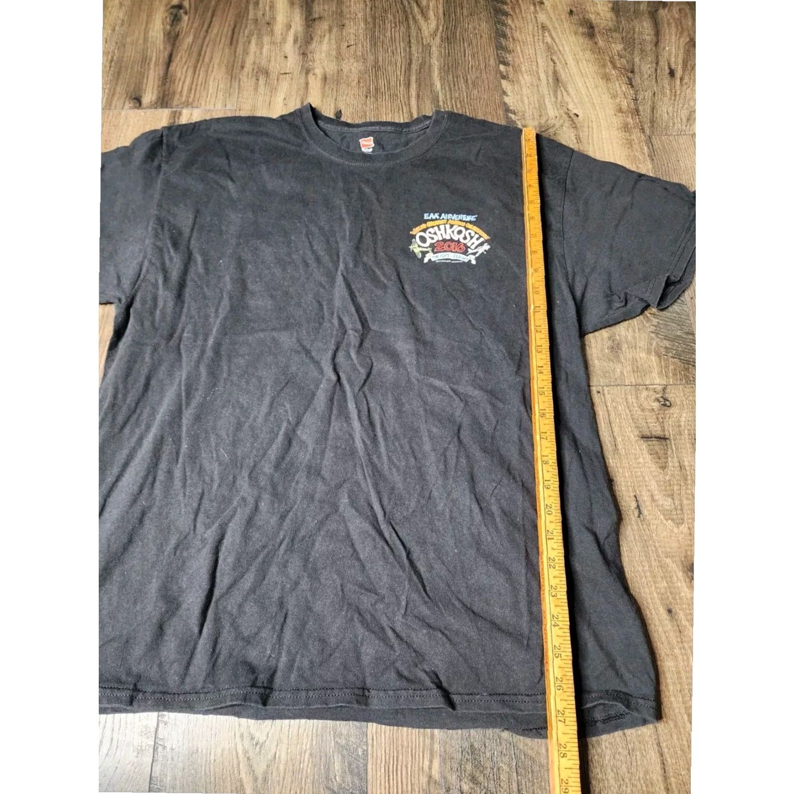Hanes Oshkosh Aviation Air Show Double Sided Graphic T Shirt Black XL Mens Size US XL / EU 56 / 4 - 4 Thumbnail