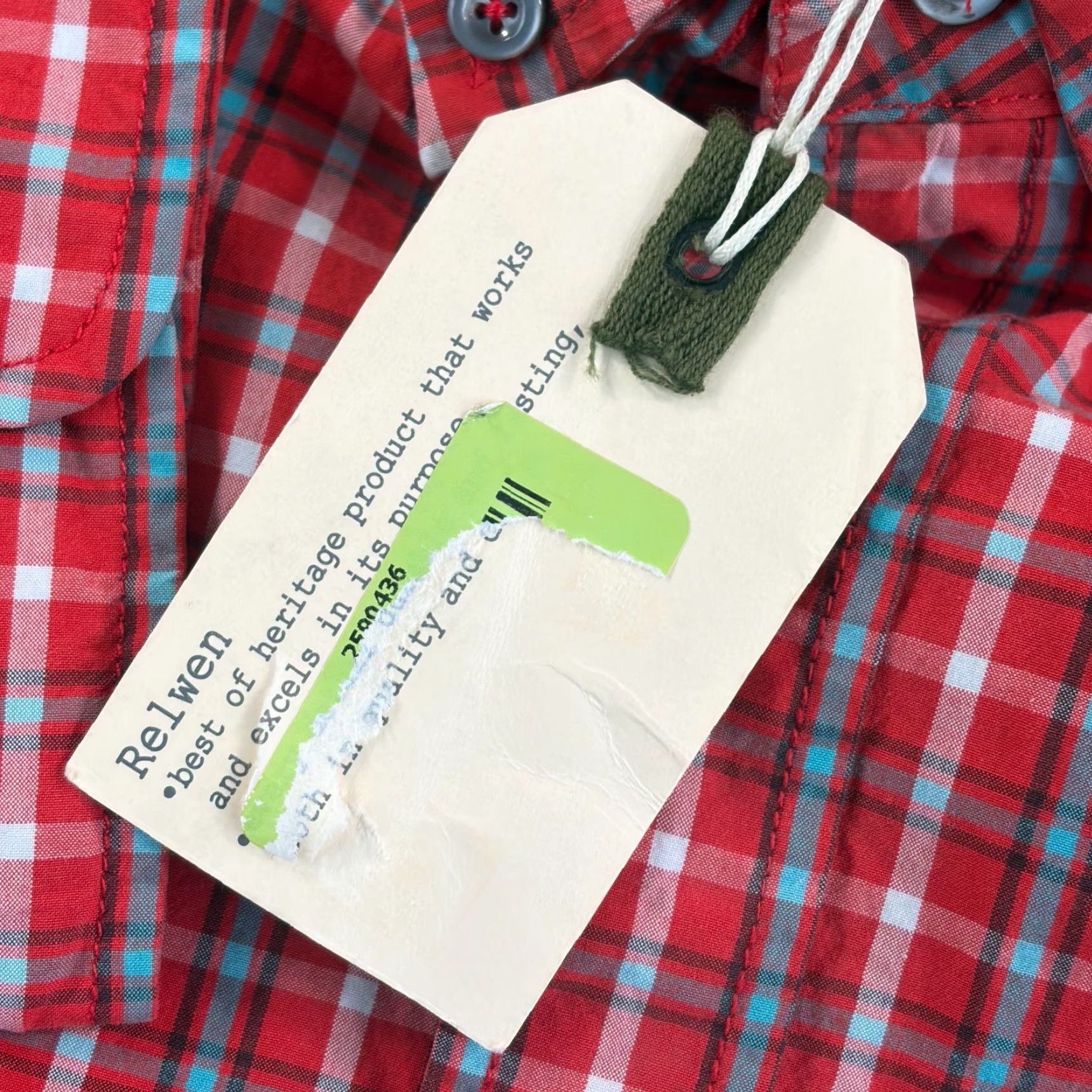 Relwen Relwen Work Shirt Men Small Red Madras Plaid Long Sleeve Button-Up Shirt, Casual, Travel, Workwear, NWT, Cotton, Regular Fit, Red Size US S / EU 44-46 / 1 - 3 Thumbnail