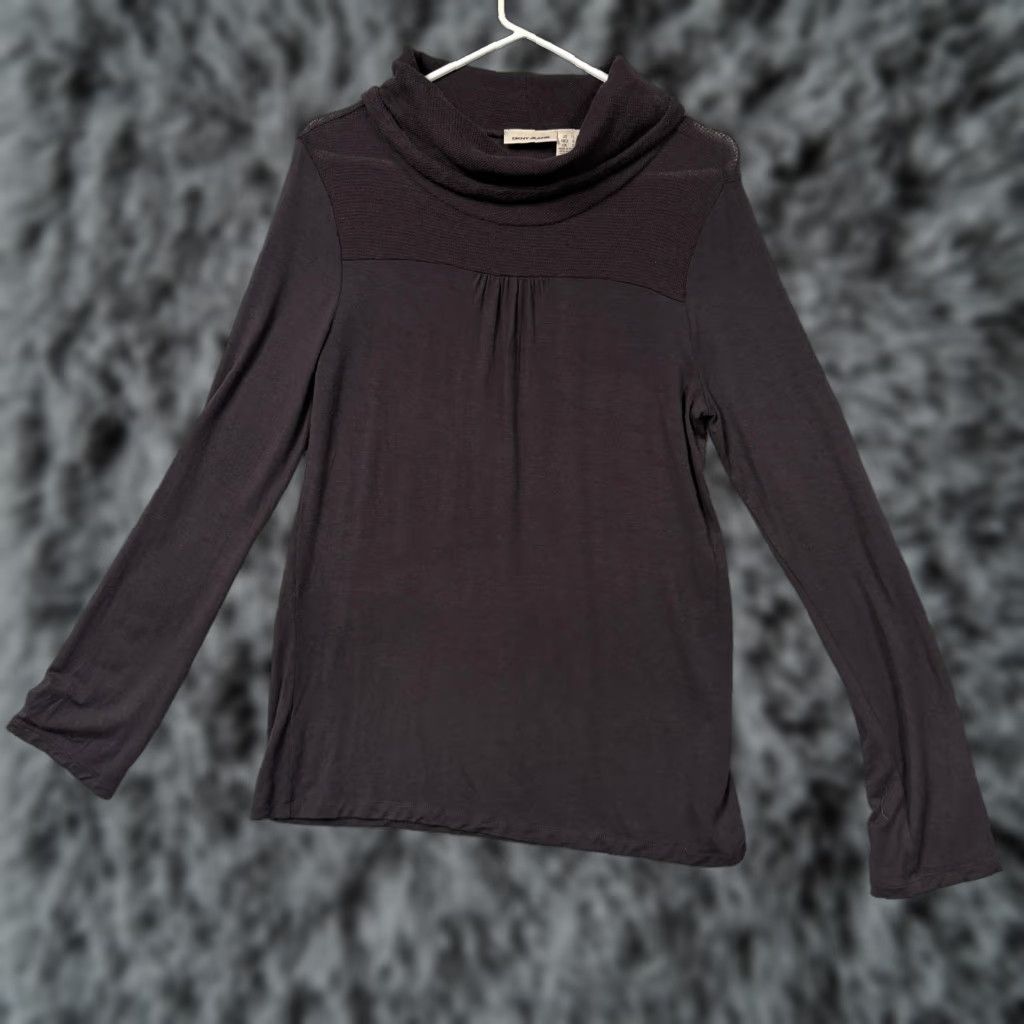 DKNY VINTAGE DKNY Jeans Blouse Womens L Purple 90s Grunge Cowl Neck Modal Knit Ribbed Yoke Long Sleeve Size L / US 10 / IT 46 - 1 Thumbnail