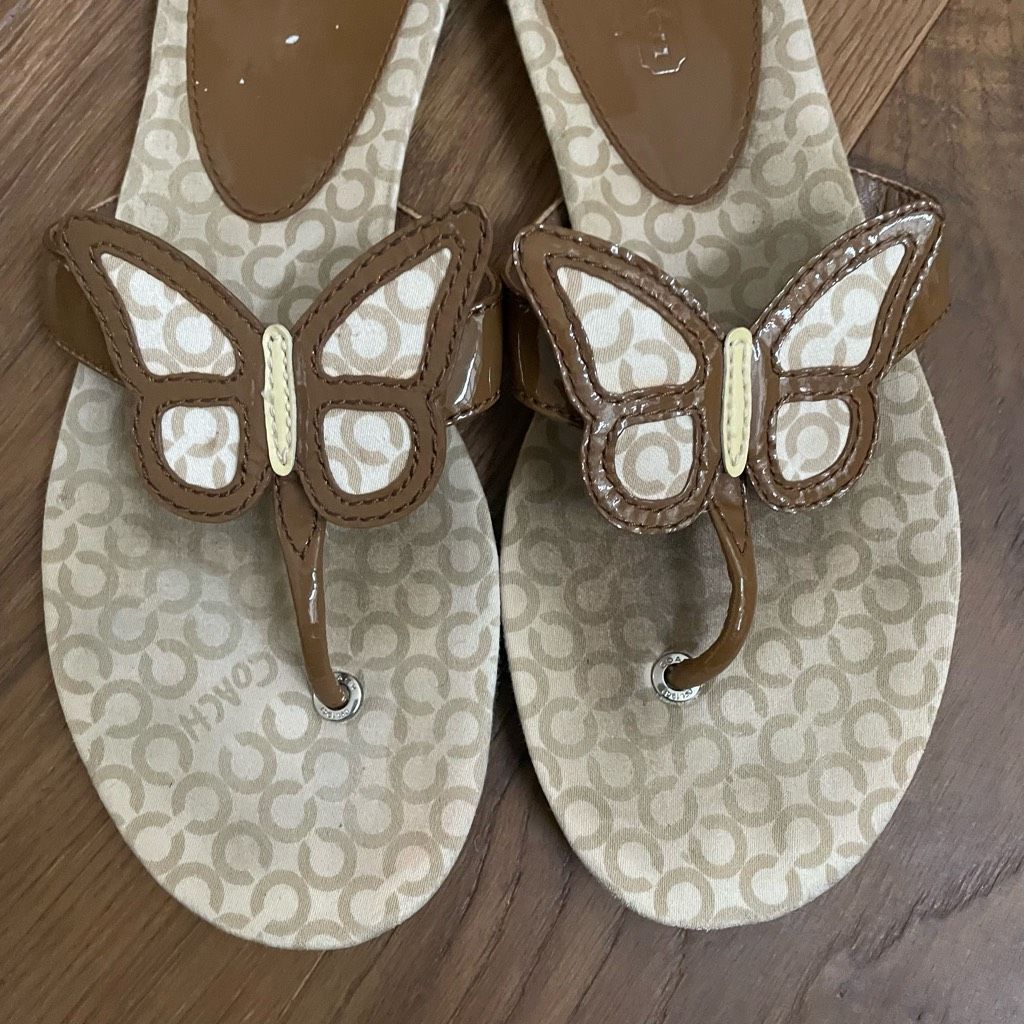 Coach Coach Petra Brown Butterfly Thong Slip-On Flip Flop Sandals Size US 8.5 / IT 38.5 - 2 Thumbnail