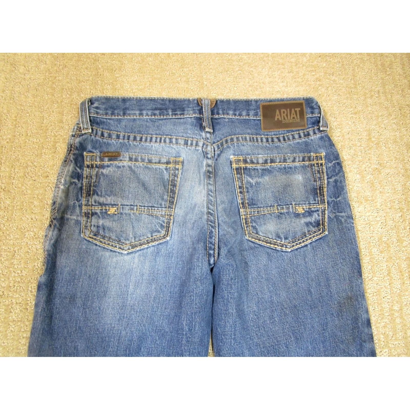Ariat Ariat Jeans Bootcut Denim 34x32 Blue Light Wash Grunge Rock 5-Pocket Logo Mens Jeans Size US 34 / EU 50 - 6 Thumbnail