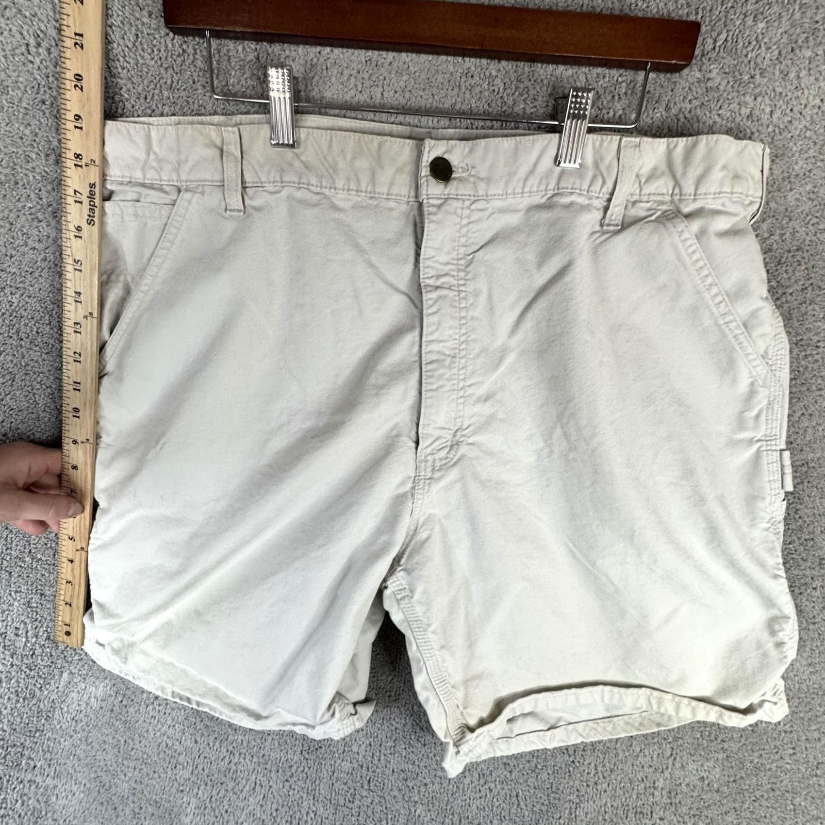Carhartt Carhartt Cargo Shorts Mens 40 Beige Canvas Relaxed Fit Work Pockets Summer Casual Workwear Men's Size US 40 / EU 56 - 5 Thumbnail