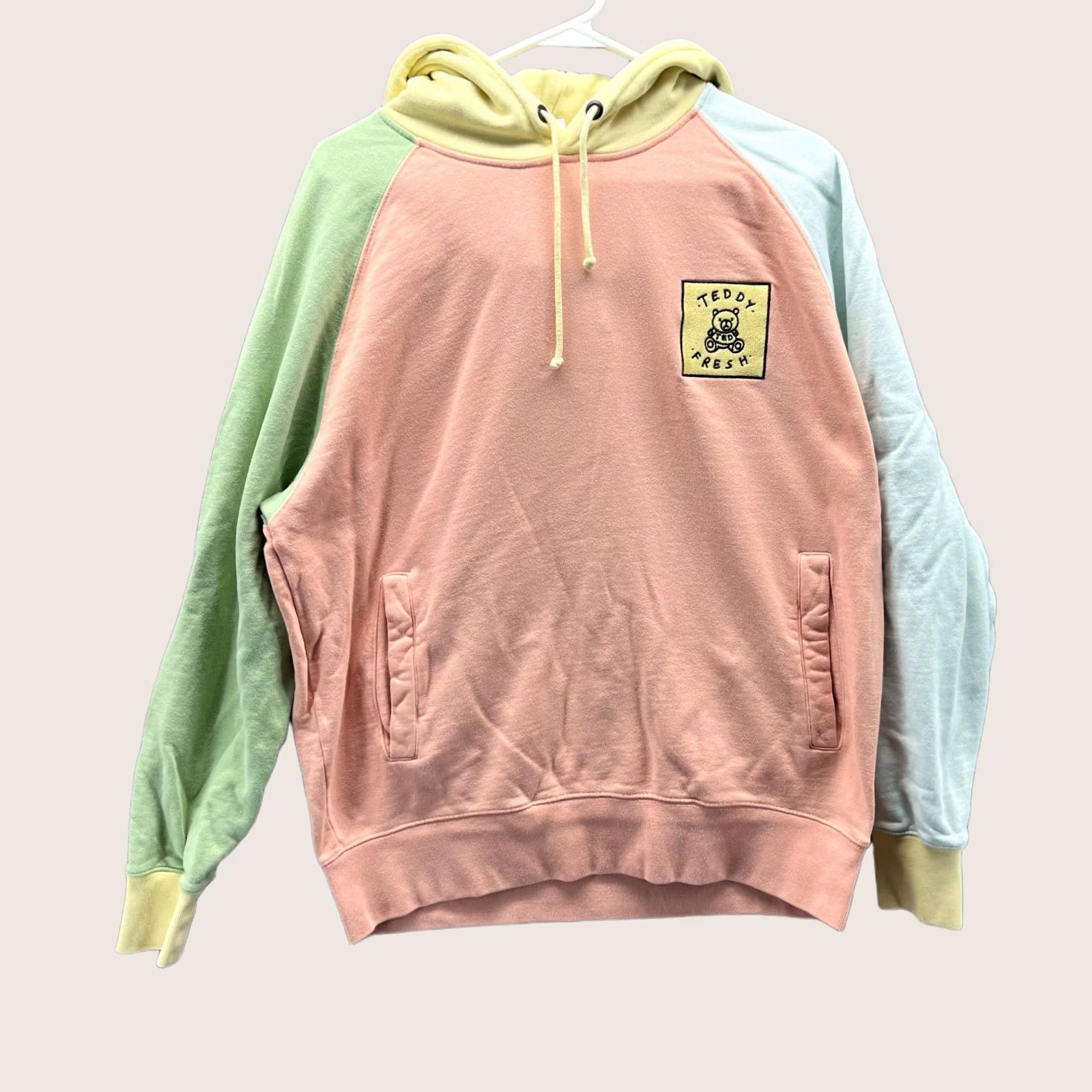 Teddy Fresh Teddy Fresh Hoodie Men M Beige Color Block Pullover Sweatshirt Hooded Crew Neck Patch Size US M / EU 48-50 / 2 - 1 Thumbnail