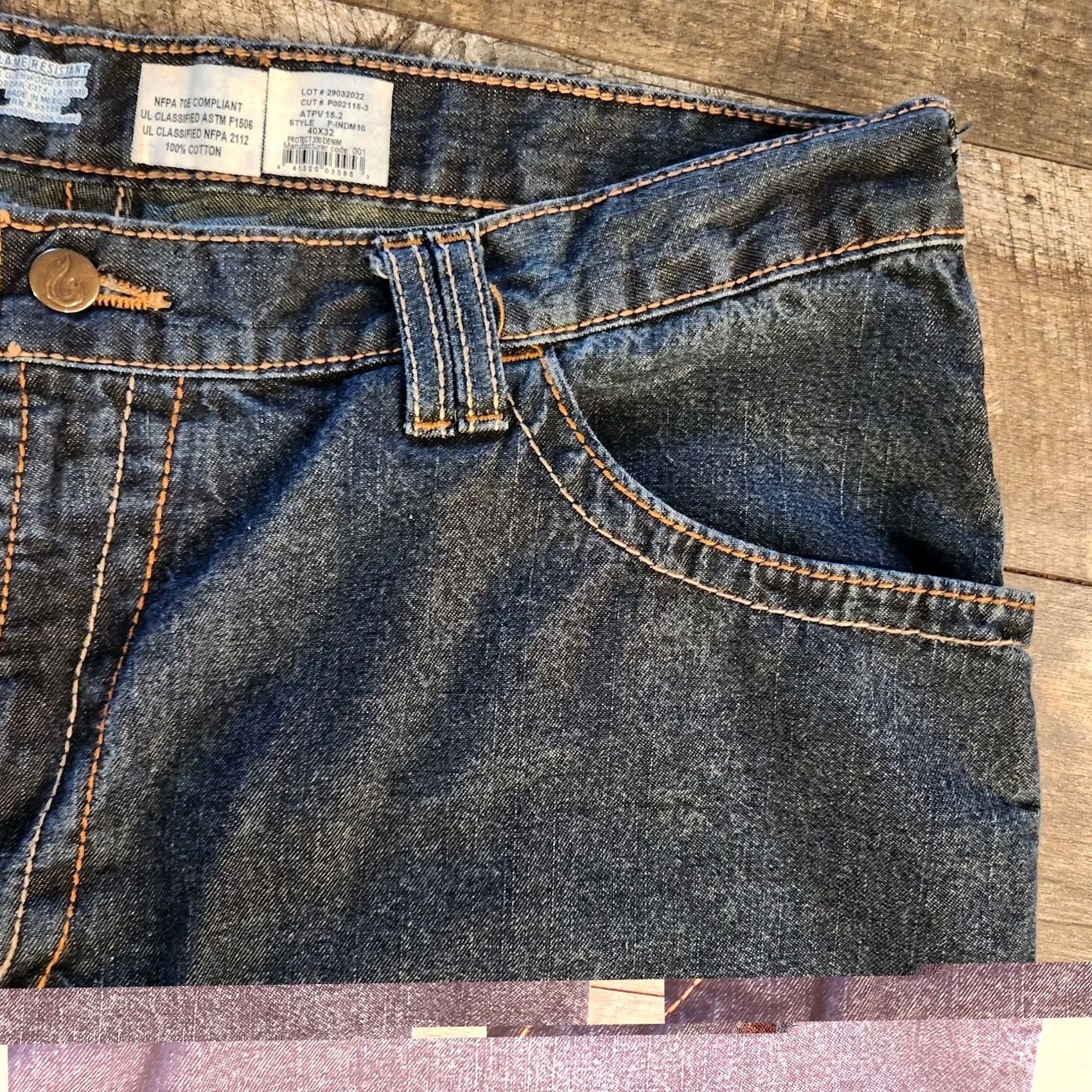 Vintage LAPCO FR Jeans Mens 40x32 Flame-Resistant Blue Style P-UNDM10 Thick Stitch Jeans Men 5-Pocket Straight Inseam 32 Casual Workwear Vintage: No Size US 40 / EU 56 - 6 Thumbnail