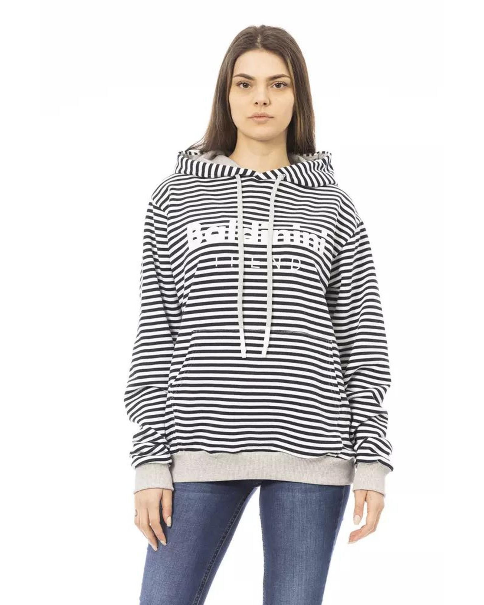 image of Baldinini Long Sleeved Hoodie With Front Logo And Maxi Pocket in Black, Women's (Size 2XL)