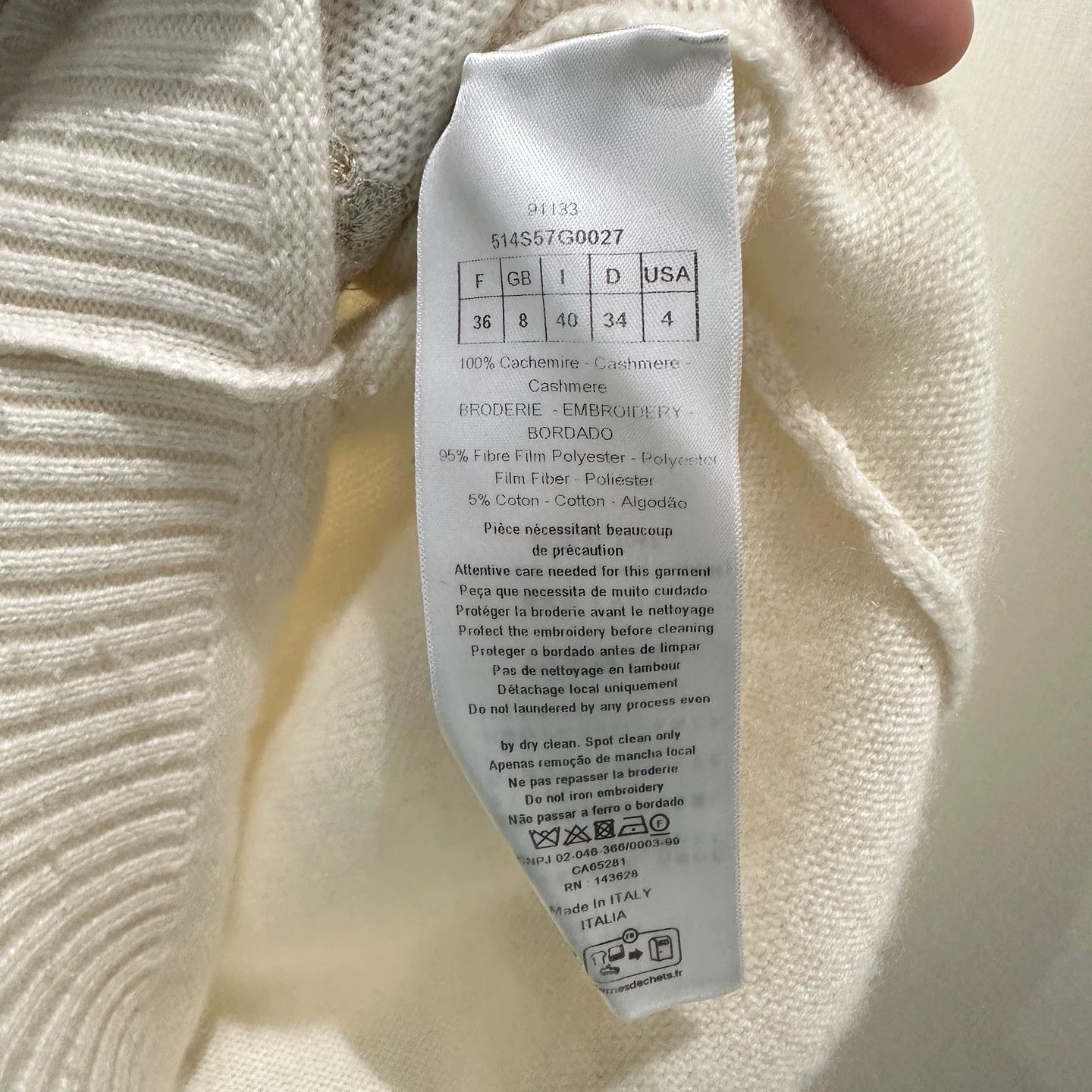 Christian Dior Monsieur Dior 25SS Starburst Embroidered Cashmere Sweater 36 Size XS / US 0-2 / IT 36-38 - 4 Thumbnail