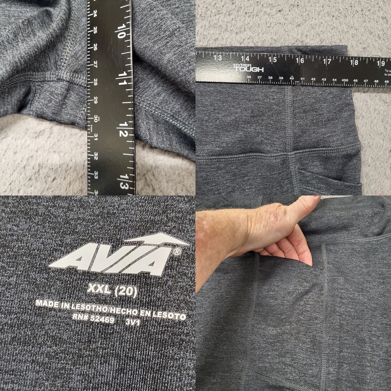 Avia AVIA Leggings Women's XXL 20 Dark Gray Yoga Pants Activewear Pockets Dance Size 40" / US 18 - 8 Thumbnail