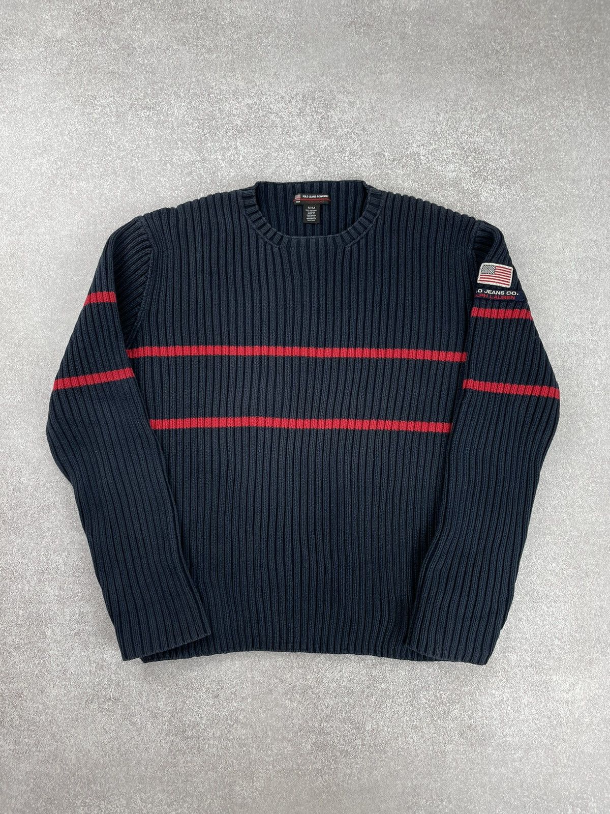 Polo Ralph Lauren × Ralph Lauren × Vintage Vintage Polo Jeans Company Ralph Lauren USA Flag Sweater Size US M / EU 48-50 / 2 - 9 Thumbnail