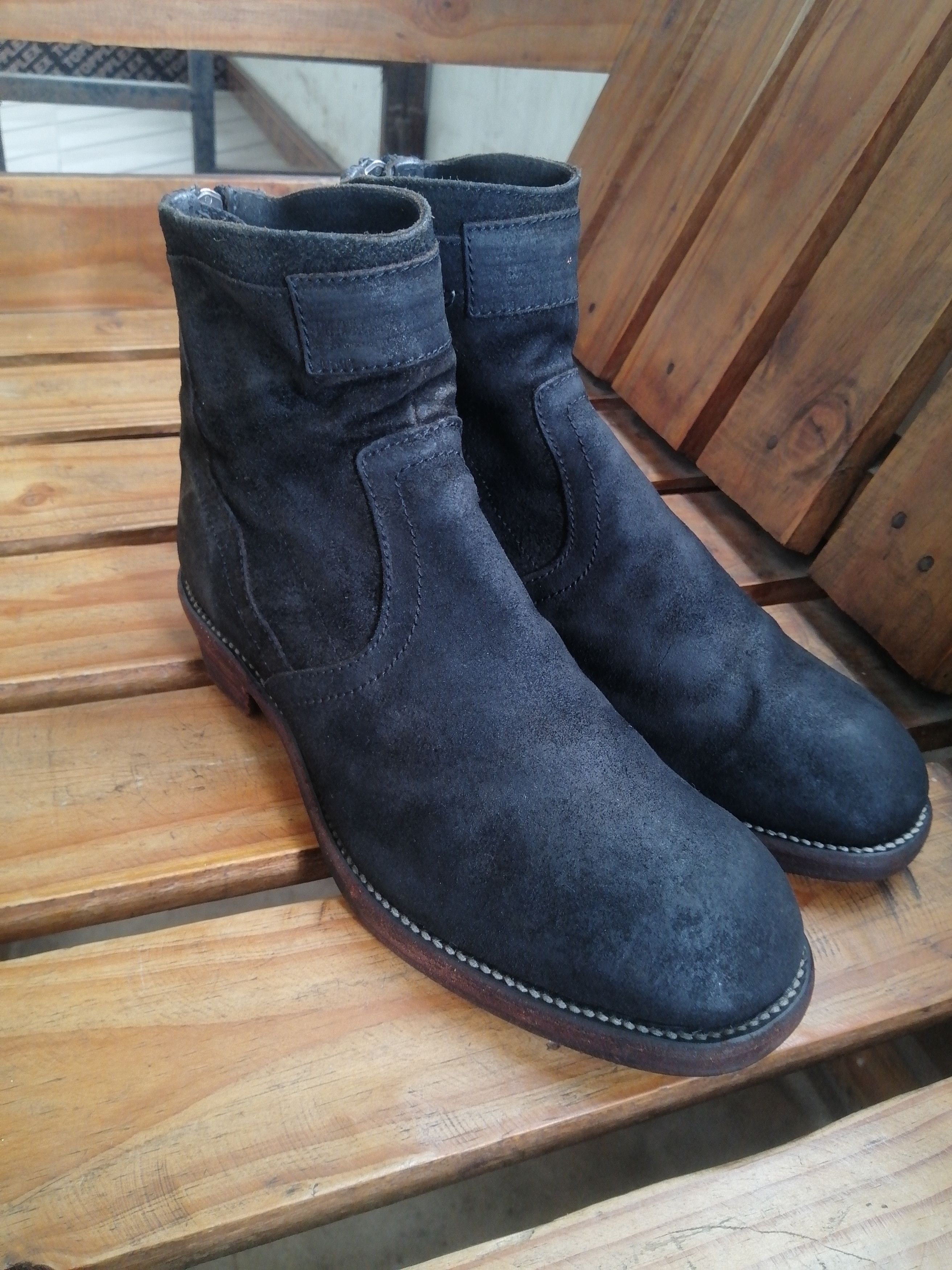 Julius Julius Dark Green Distressed Leather Zip Boots Fits EU 41 Size US 8 / EU 41 - 3 Thumbnail