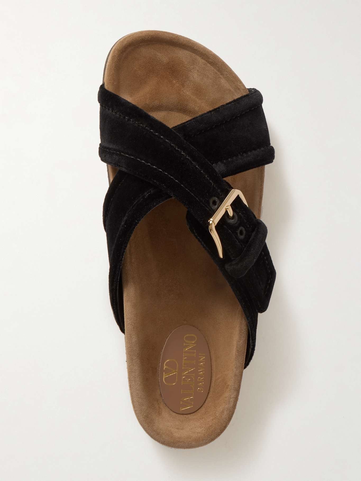 Valentino oc11z0825 Buckled Velvet Slides in Black Size US 7 / IT 37 - 5 Thumbnail
