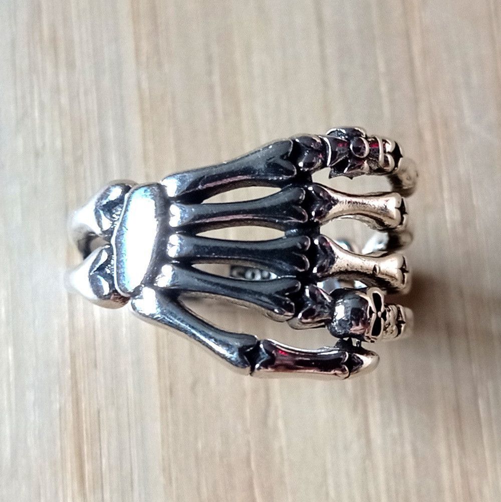 Other Vintage Punk Skull Skeleton Claw 925 Silver Ring Goth Rave Size ONE SIZE - 6 Thumbnail