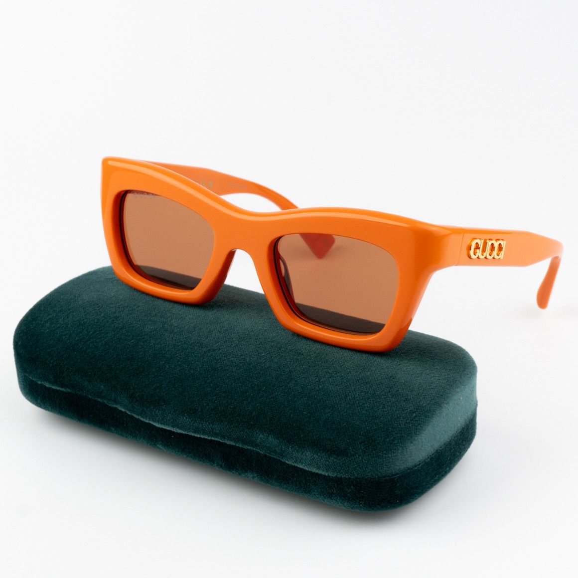 Gucci NEW Gucci GG1773S 004 Orange Brown Cat Eye Unisex Sunglasses Size ONE SIZE - 1 Thumbnail