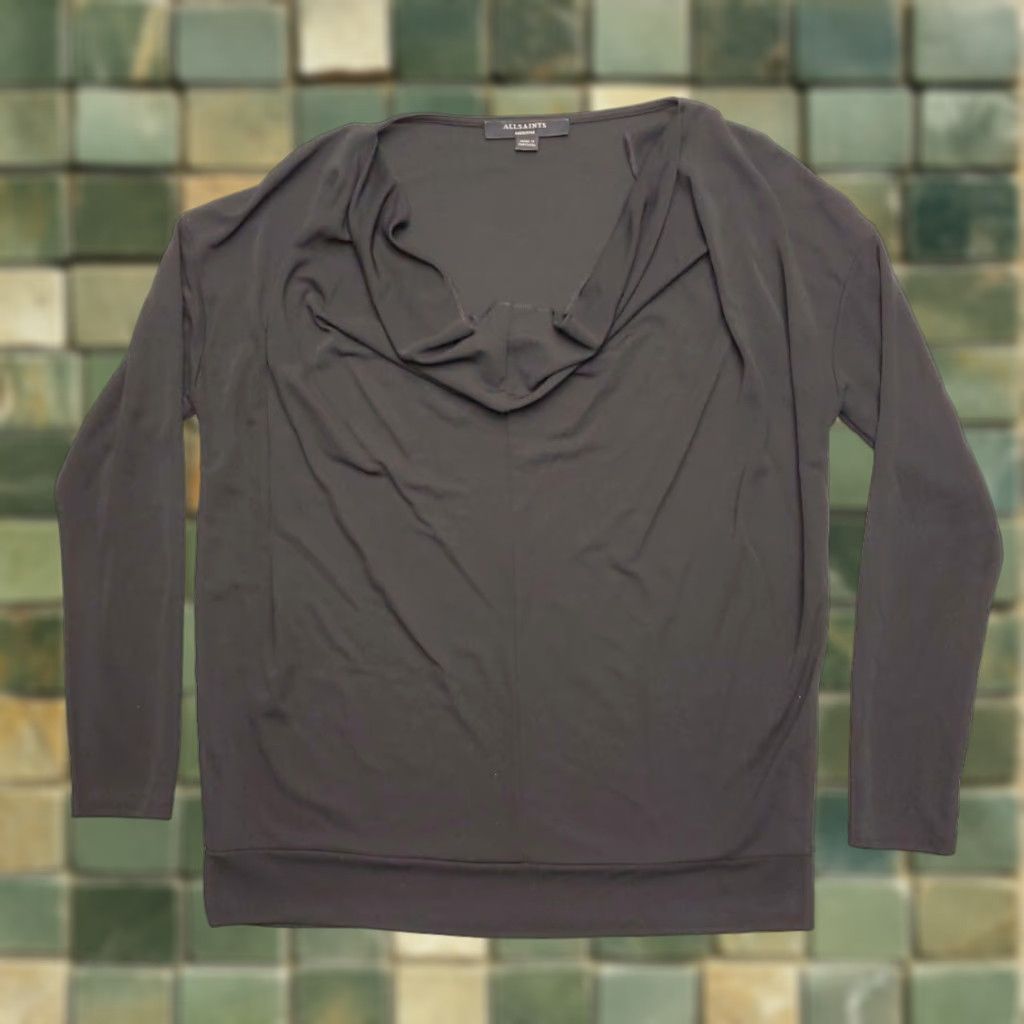 Allsaints Allsaints Blouse Womens Medium Black Cowl Neck Vickie Top Classic Wardrobe Size M / US 6-8 / IT 42-44 - 1 Thumbnail