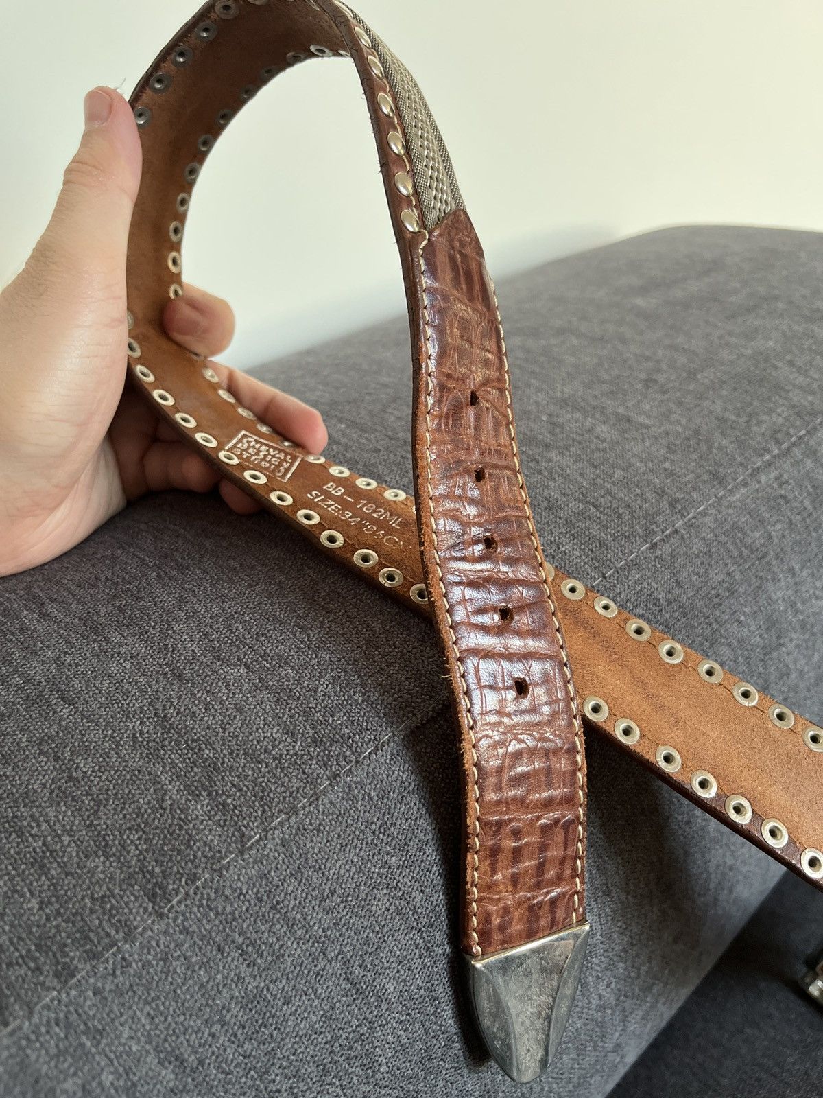 Cowboy Equipment Cheval Design Studio Super Heavy Leather Metallic Belt Size ONE SIZE - 19 Thumbnail